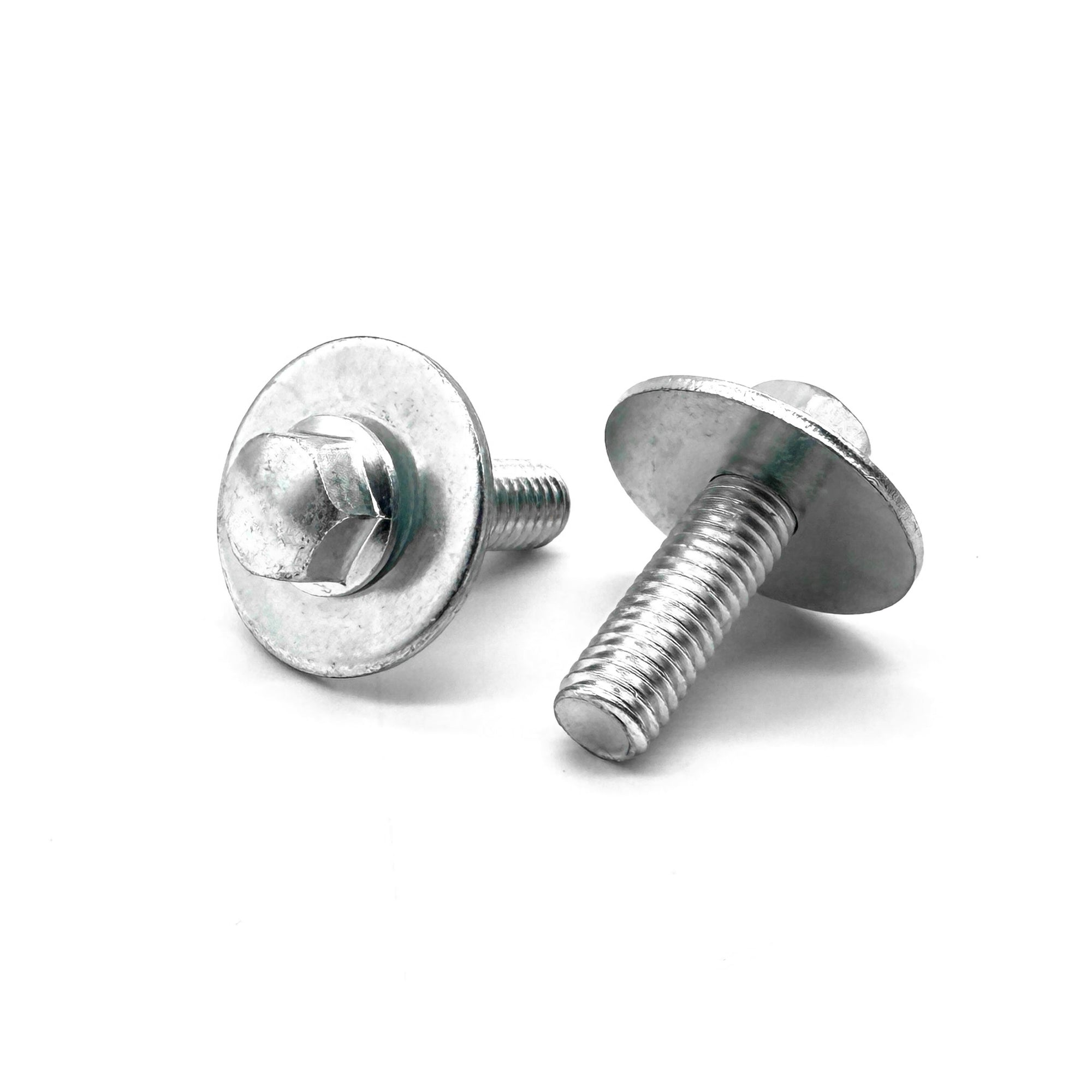 M6-1.0x16 Hex Flange Bolt Smooth Head Free Spin Conical Washer Off Road Moto Hardware Zinc