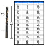23/64" HSS Black & Gold Split Point Drill Bit with 3-Flat Shank, Contractor Series