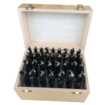 33 Piece HSS Black & Gold Drill Bit Set with Reduced 1/2" 3-Flat Shank, 1/2" - 1", Wood Case