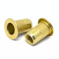 M8-1.25 L (.150-.312) Steel Large Flange Knurled Body Rivet Nut Zinc Yellow
