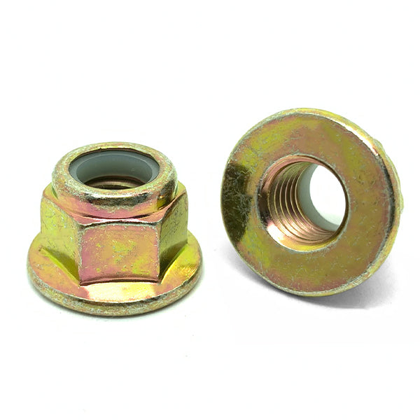 M12-1.75 Class 10 Nylon Insert Hex Flange Lock Nuts Zinc Yellow