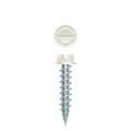 #8 SLT Strong-Point Hex Washer Head Painted White 8 x 1/2, 1/4 A.F., Zinc