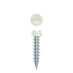 #8 SLT Strong-Point Hex Washer Head Painted White 8 x 1/2, 1/4 A.F., Zinc