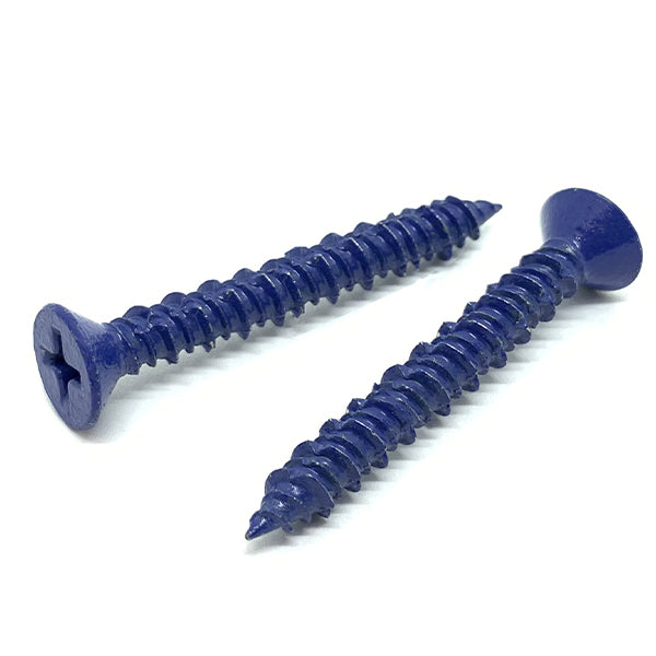3/16x1-3/4" Phillips Flat Head Concrete Screws Piercing Point Blue Finish