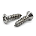 #12x3/4" 18-8 Stainless Steel Phillips Oval Head Type A Self Tapping Screws