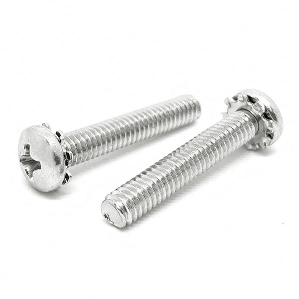 #6-32x3/4" 410 Stainless Steel External Tooth Sems Phillips Pan Head Machine Screws