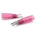 Red Heat Shrink Marine Grade #10 U-Type Fork Connectors, AWG 22-16