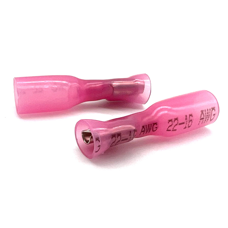 Red Heat Shrink Female Spade Connectors, AWG 22-16