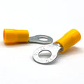 Yellow PVC/Vinyl 1/4" Diameter Ring Crimp Connector, AWG 12-10