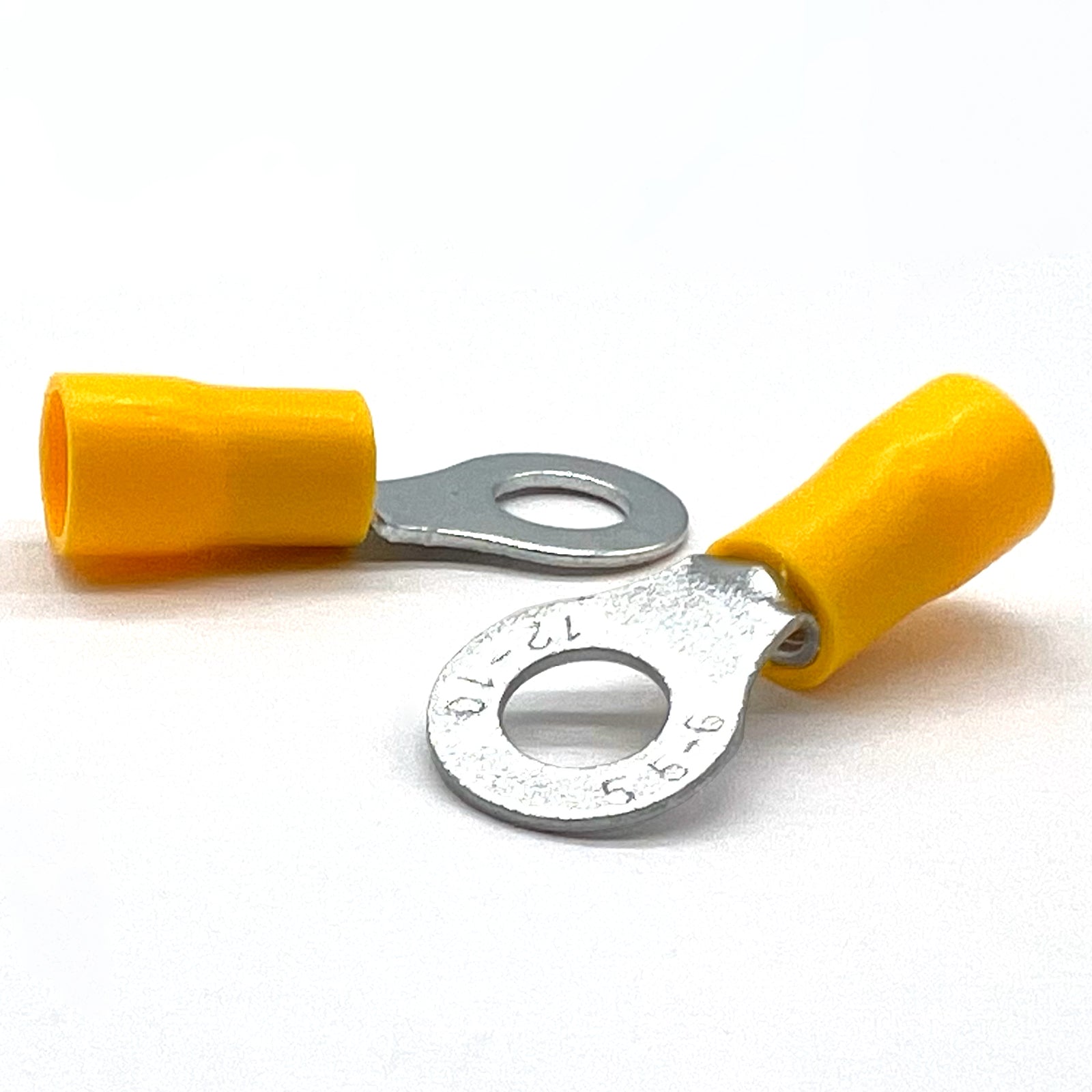 Yellow PVC/Vinyl 1/4" Diameter Ring Crimp Connector, AWG 12-10