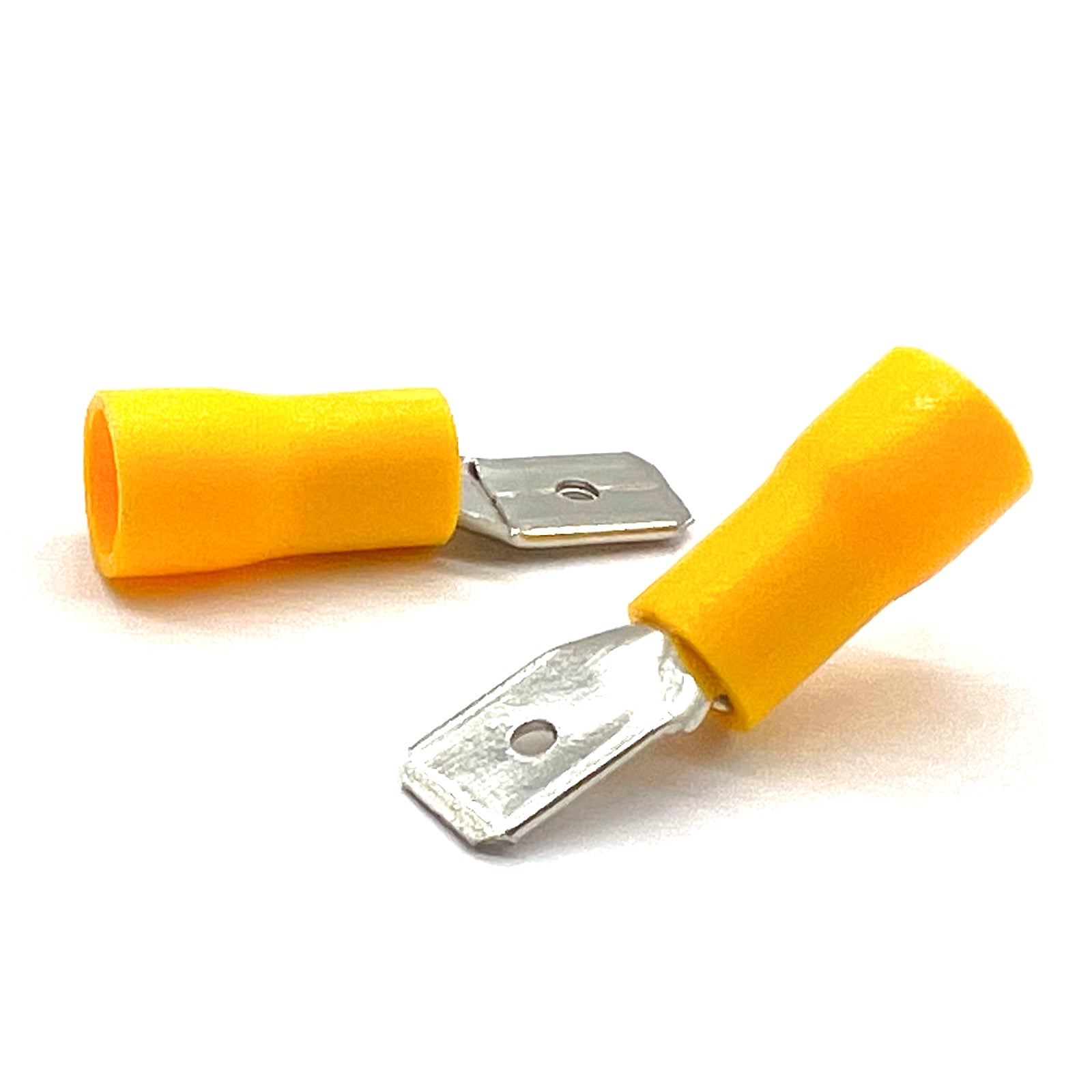 Yellow PVC/Vinyl Male Spade Crimp Connector, AWG 12-10