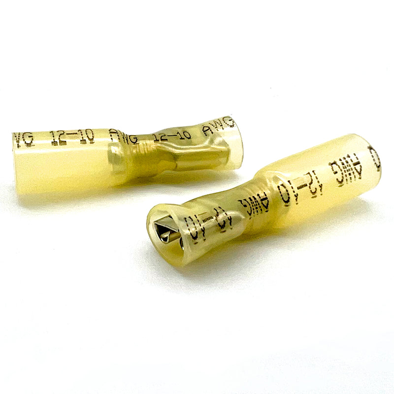 Yellow Heat Shrink Female Spade Connectors, AWG 12-10