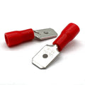 Red PVC/Vinyl Male Spade Crimp Connector, AWG 22-16