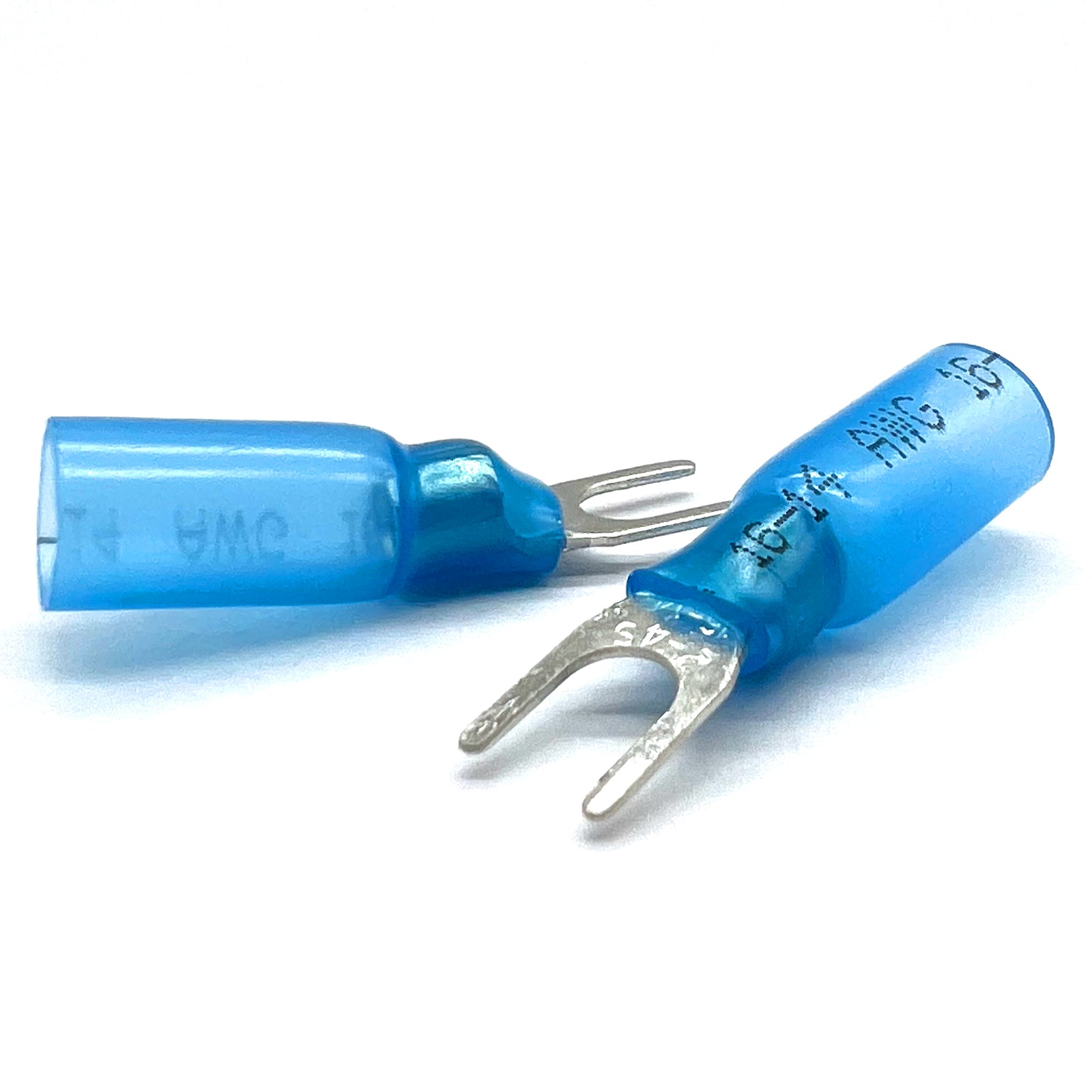Blue Heat Shrink Marine Grade #10 U-Type Fork Connectors, AWG 16-14