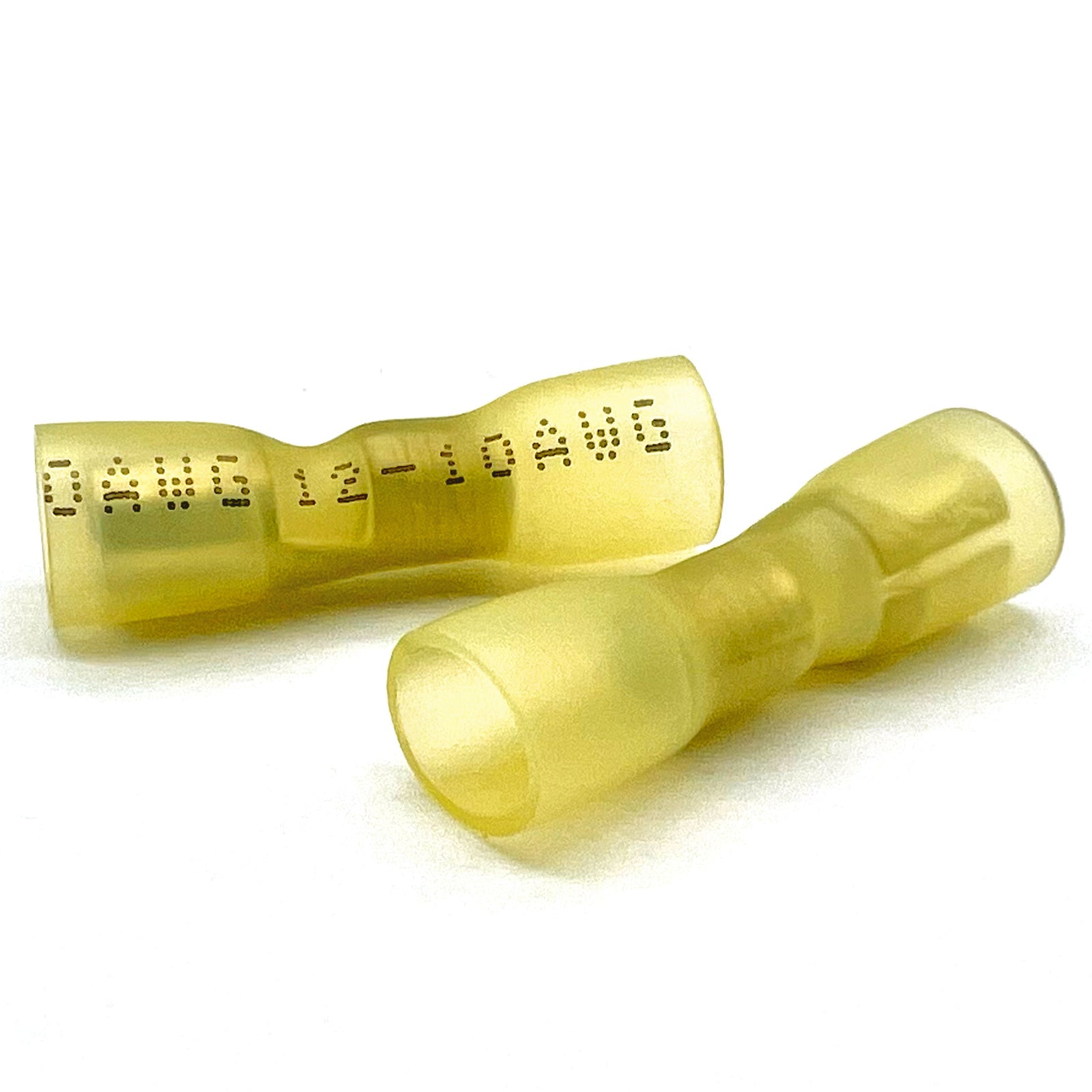 Yellow Heat Shrink Marine Grade Female Bullet Connectors, AWG 12-10