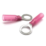 Red Heat Shrink Marine Grade #10 Diameter Ring Connectors, AWG 22-16