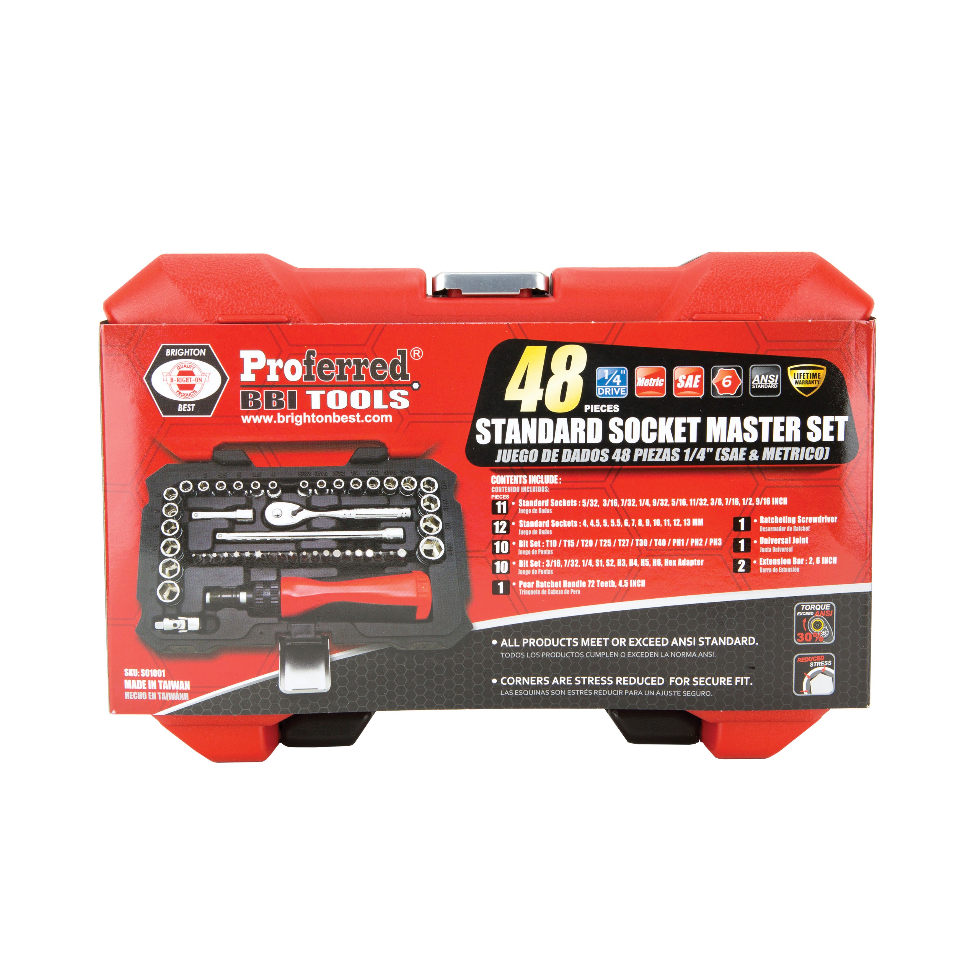 48 Piece Inch & Metric Proferred Socket Master Set (1/4" Drive)