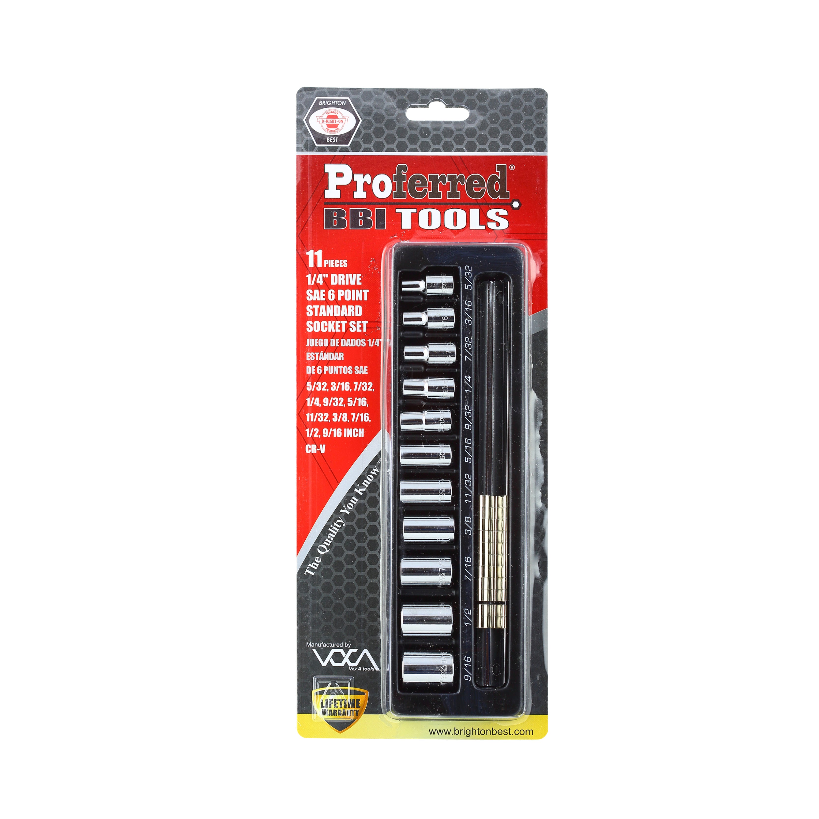 11 Piece Proferred 6 Point Standard Inch Socket Set (1/4" Drive)