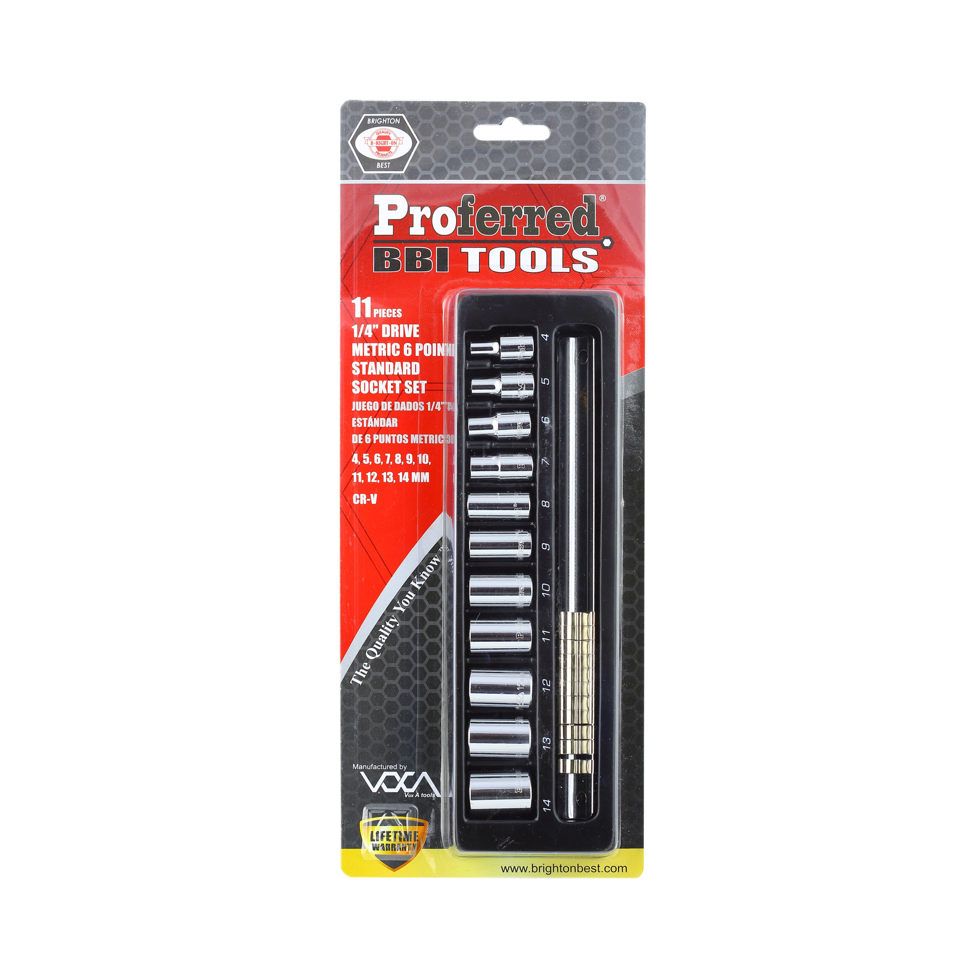 11 Piece Proferred 6 Point Standard Metric Socket Set (1/4" Drive)
