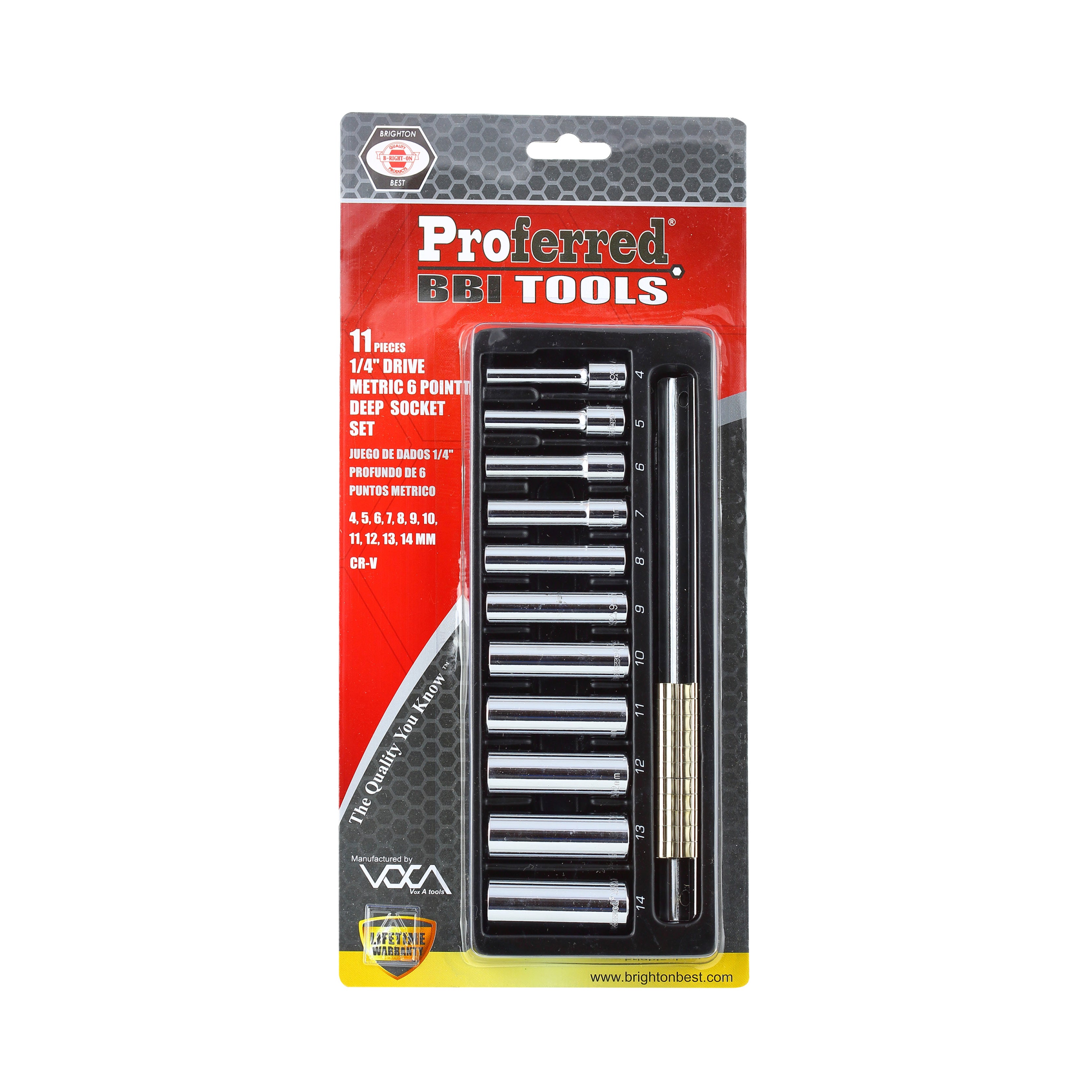 11 Piece Proferred 6 Point Deep Standard Metric Socket Set (1/4" Drive)