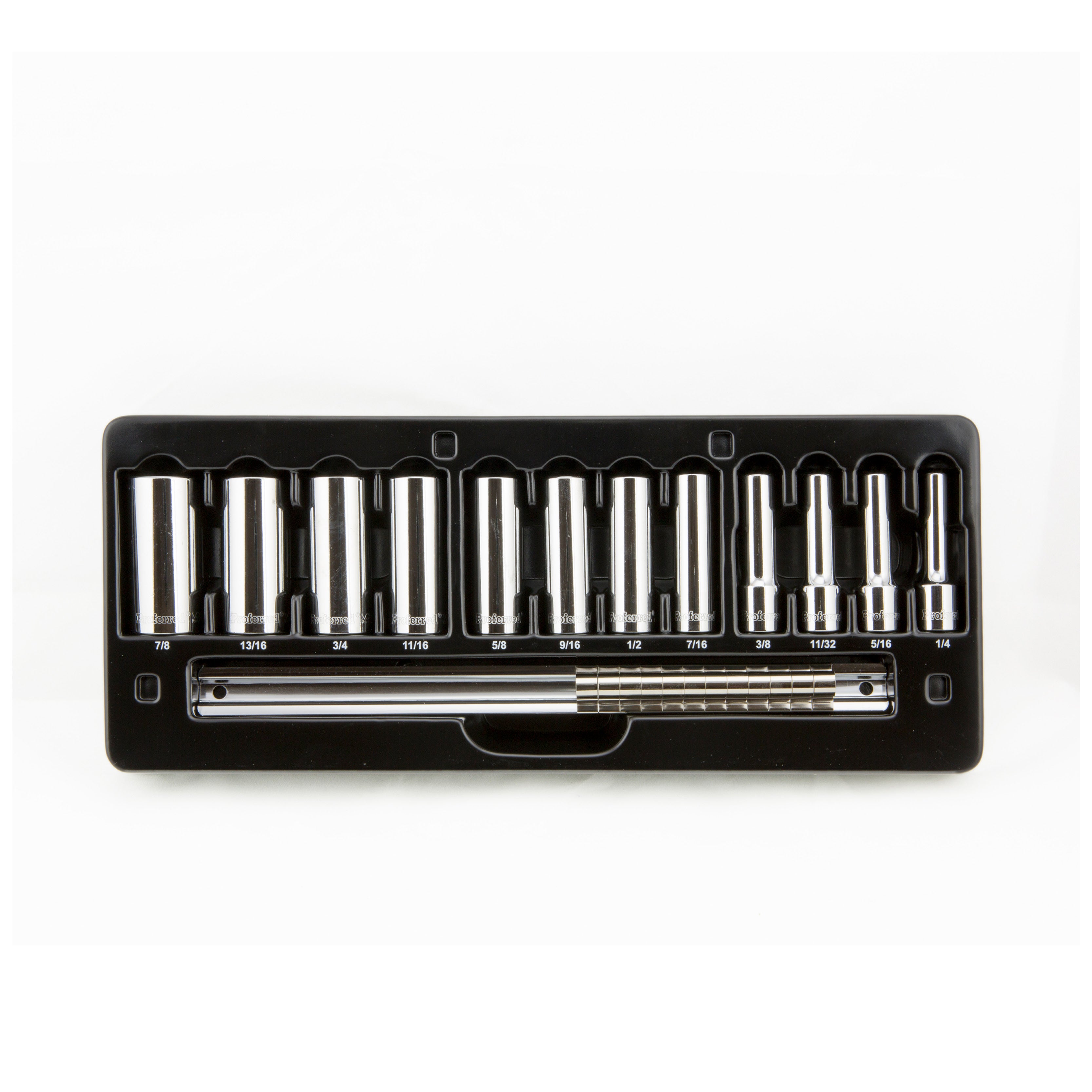 12 Piece Proferred 12 Point Deep Standard Inch Socket Set (3/8" Drive)