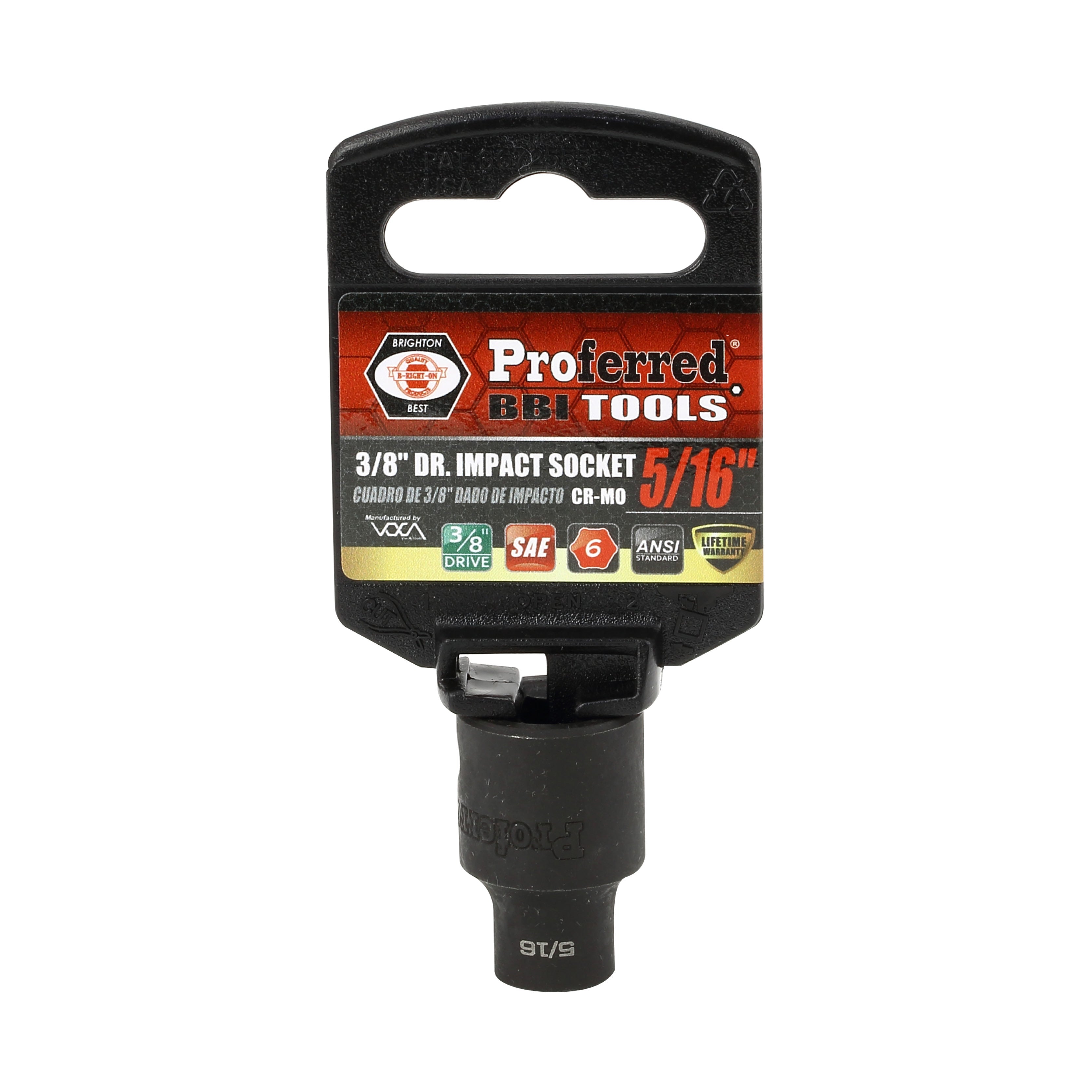 5/16" - 3/8" Drive 6 Point Inch Impact Socket Impact