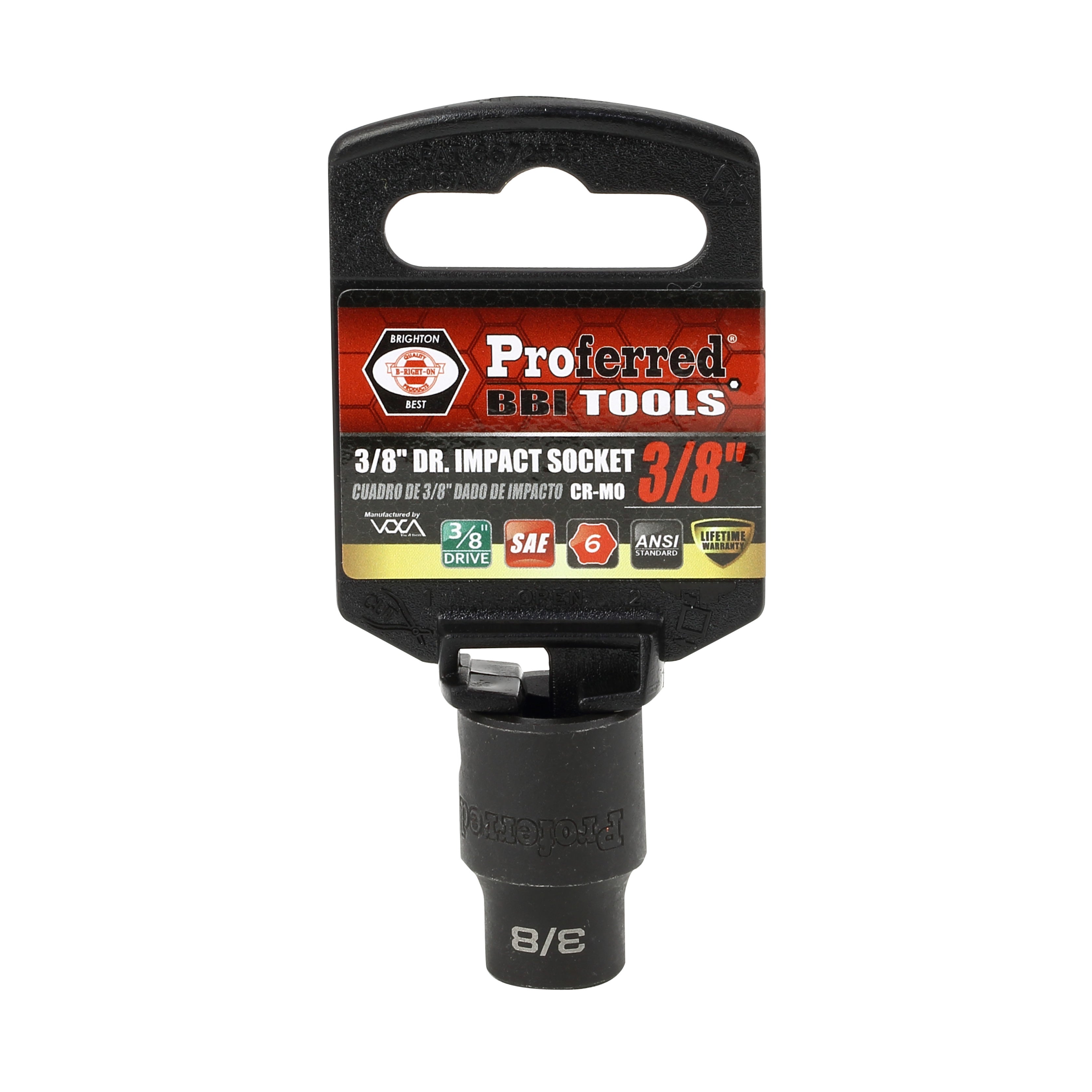 3/8" - 3/8" Drive 6 Point Inch Impact Socket Impact