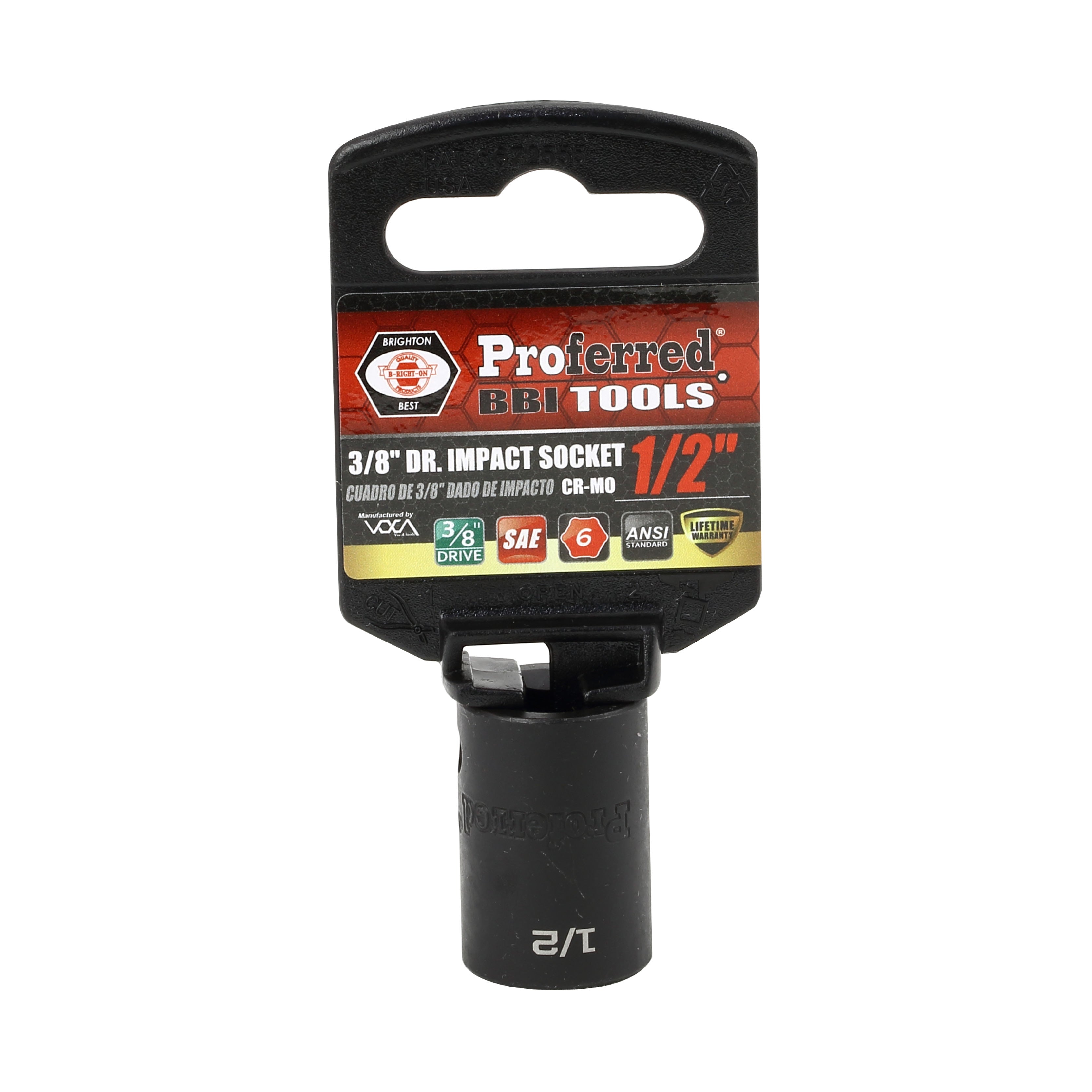 1/2" - 3/8" Drive 6 Point Inch Impact Socket Impact