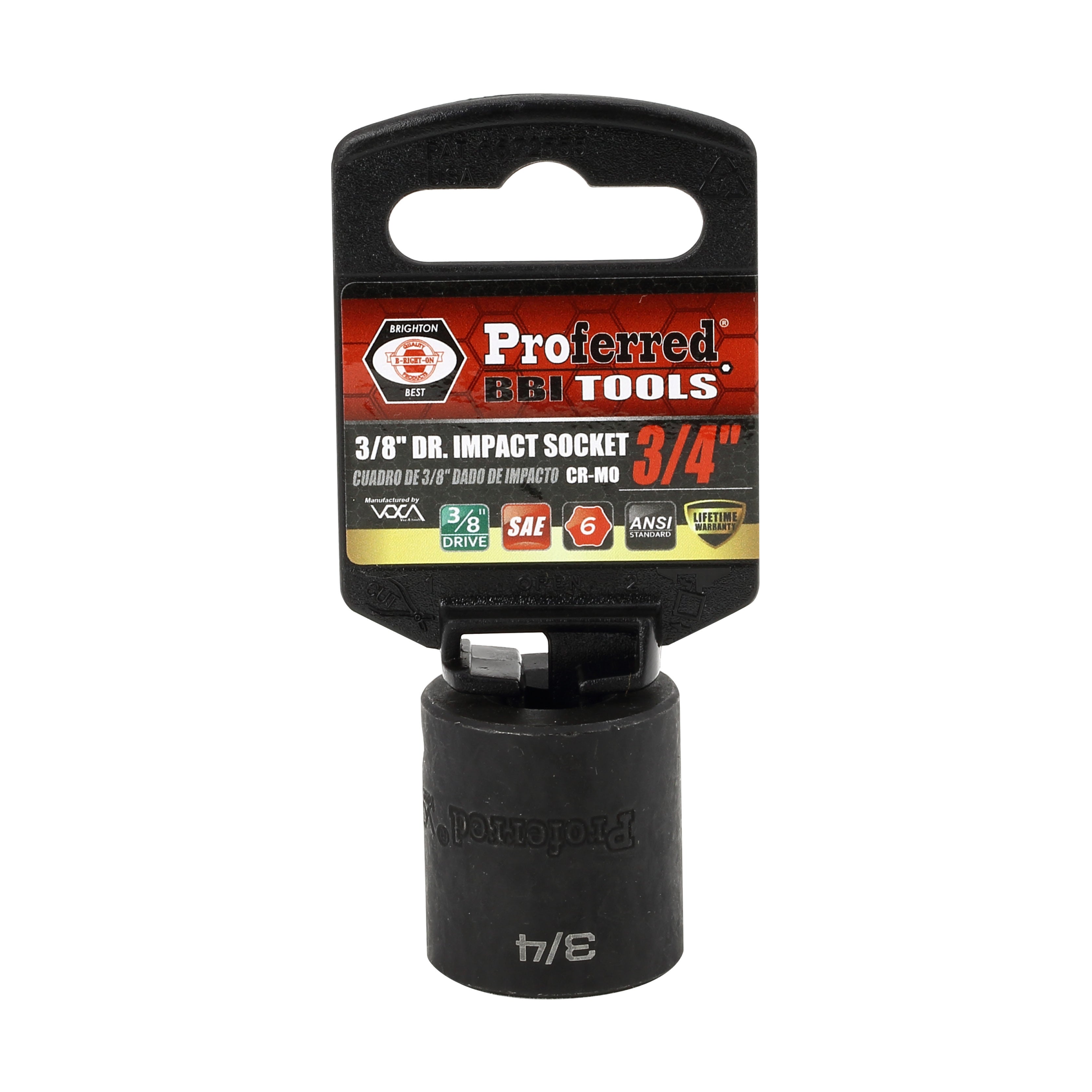 3/4" - 3/8" Drive 6 Point Inch Impact Socket Impact