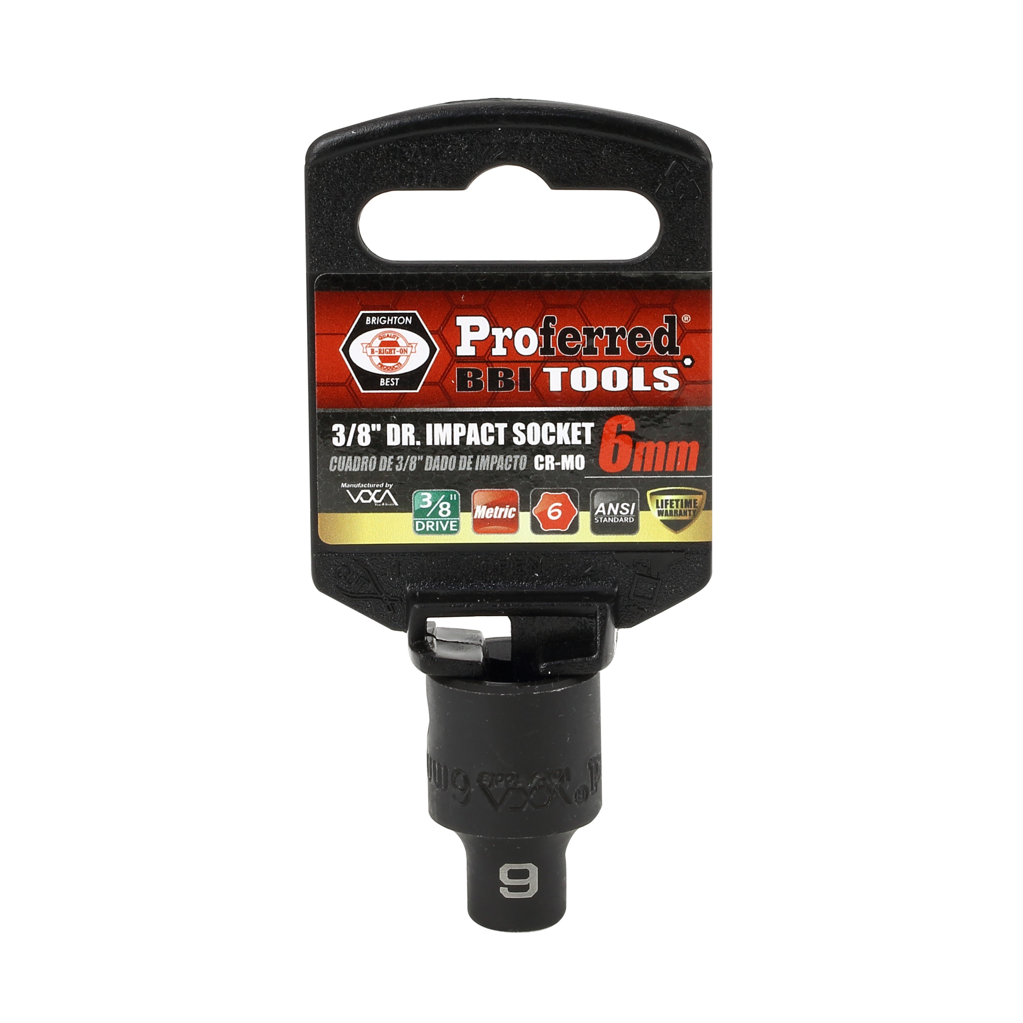 6MM - 3/8" Drive 6 Point Metric Impact Socket Impact