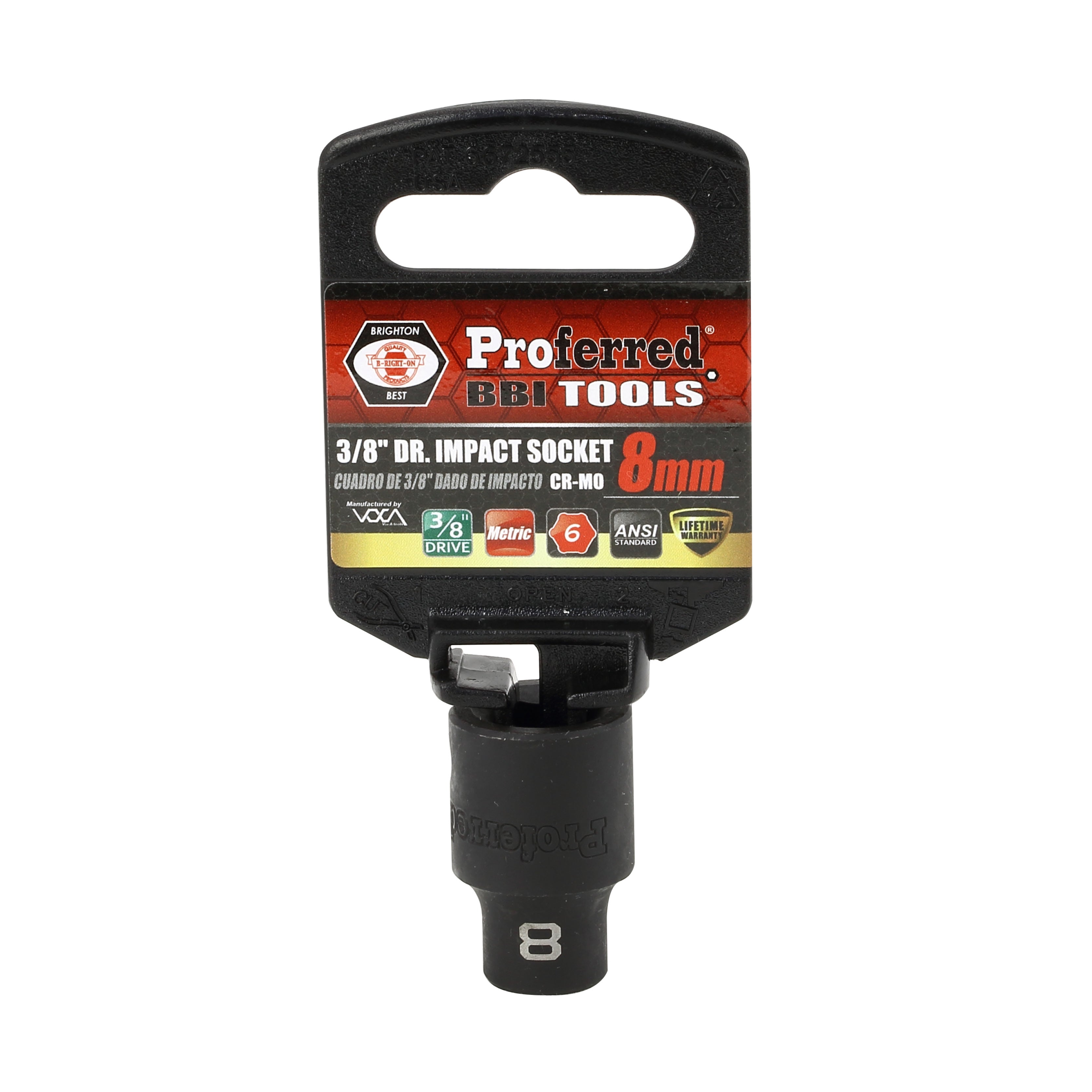 8MM - 3/8" Drive 6 Point Metric Impact Socket Impact