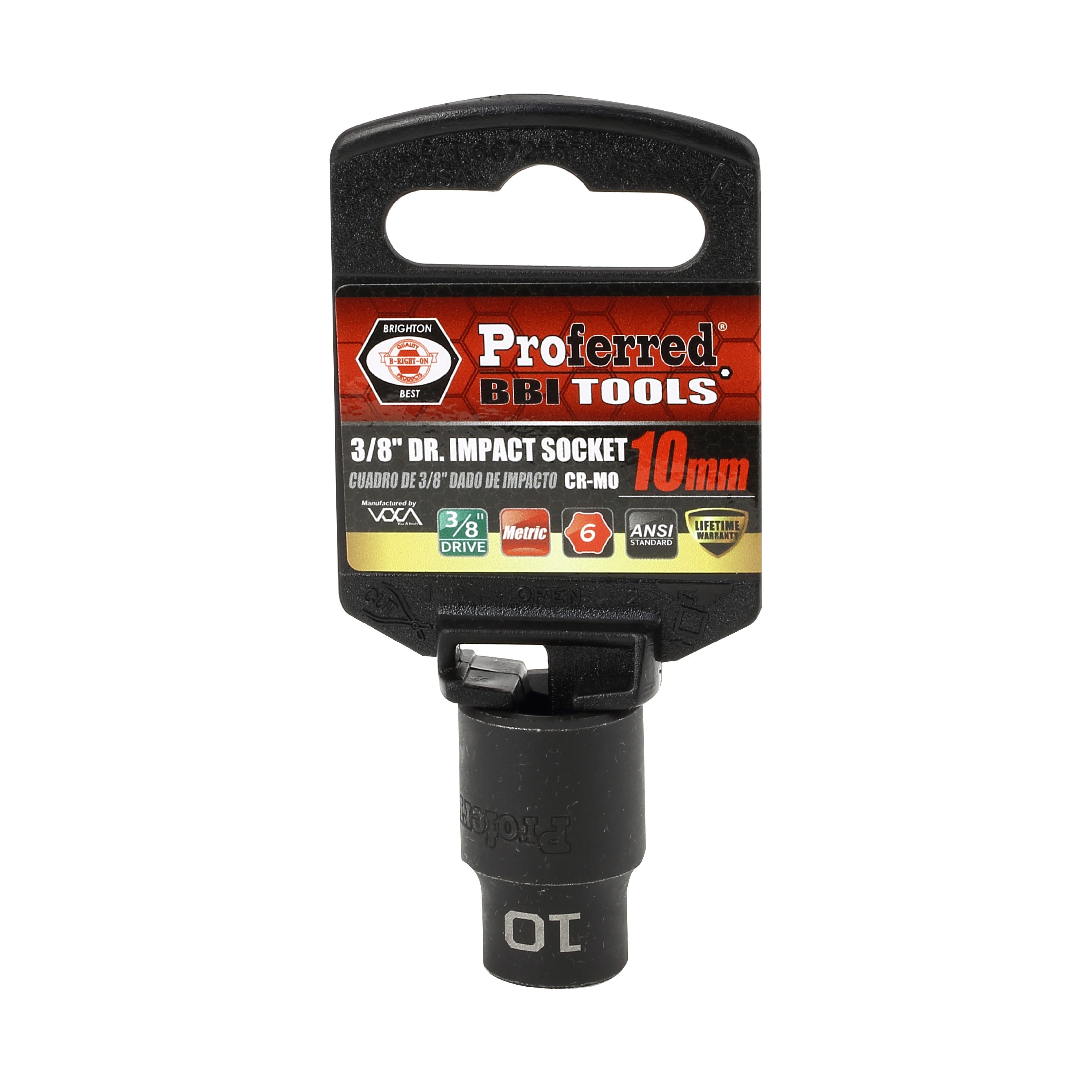 10MM - 3/8" Drive 6 Point Metric Impact Socket Impact