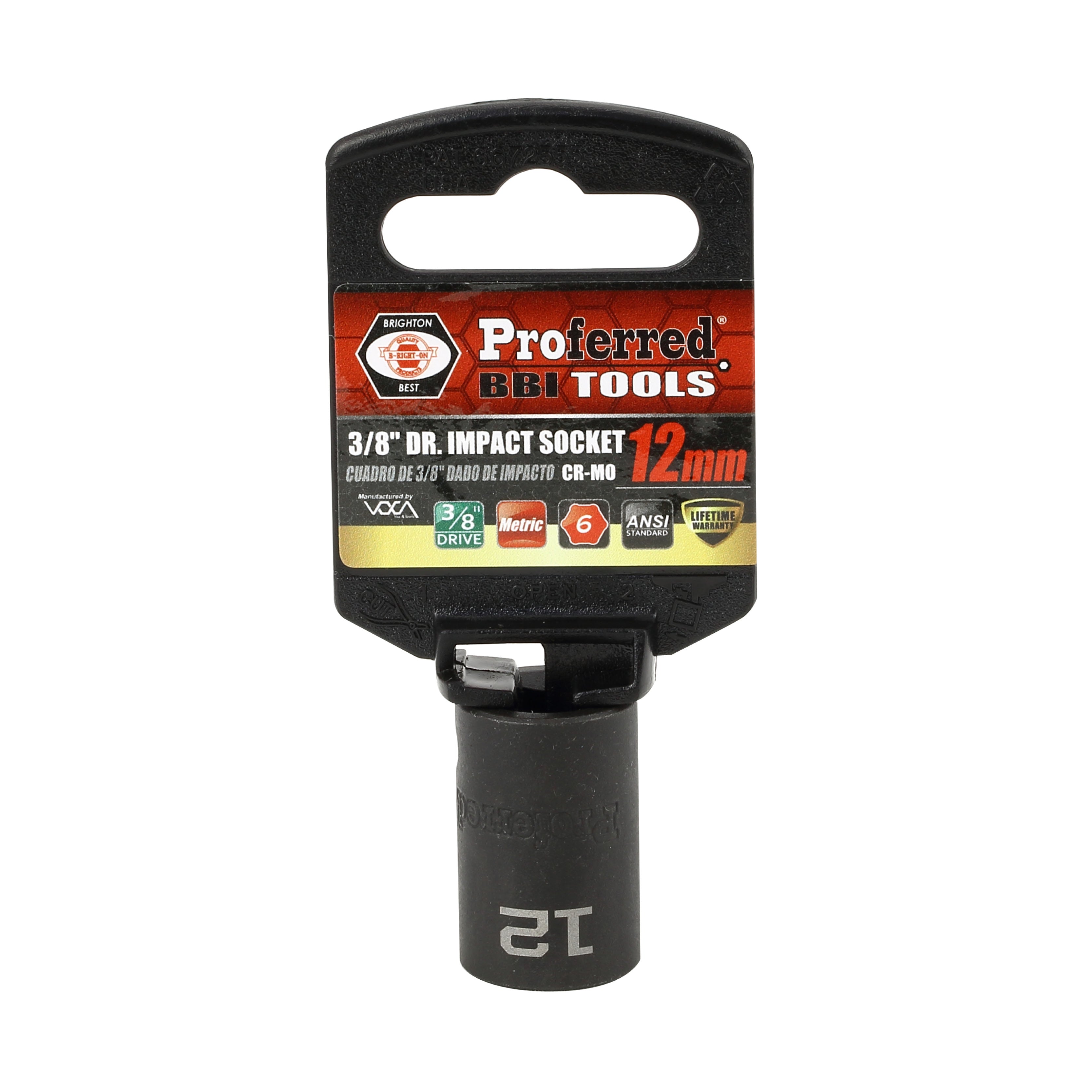 12MM - 3/8" Drive 6 Point Metric Impact Socket Impact