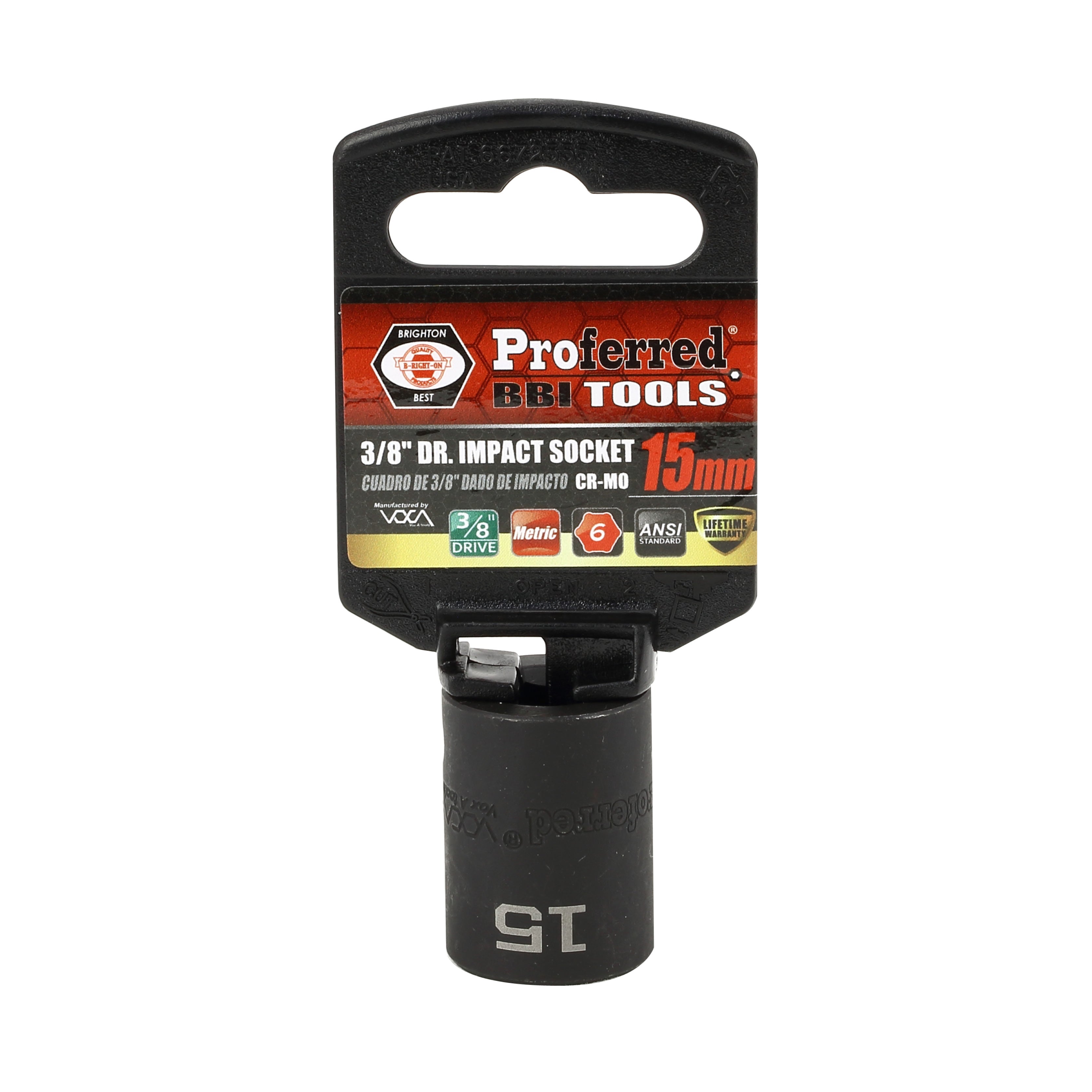 15MM - 3/8" Drive 6 Point Metric Impact Socket Impact
