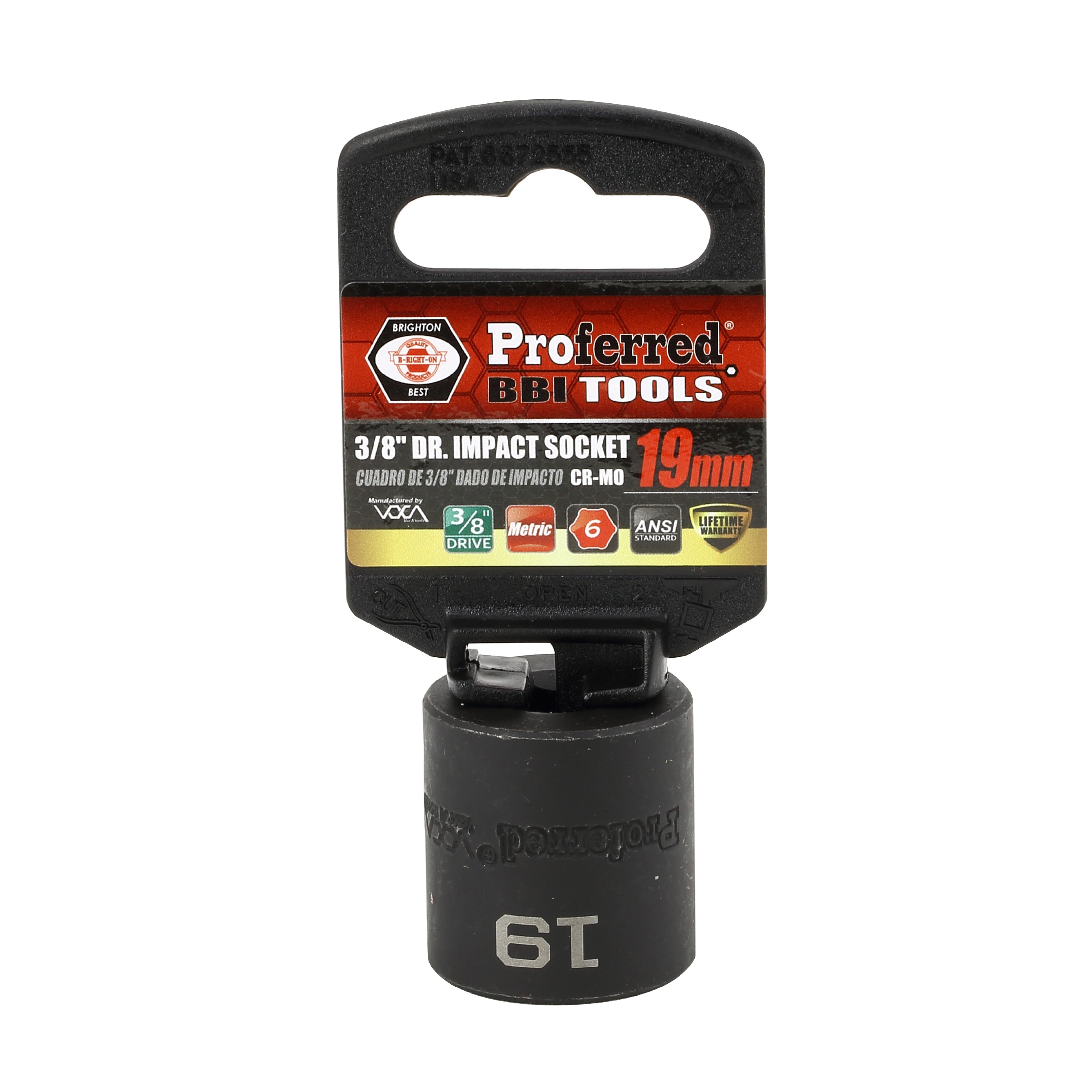 19MM - 3/8" Drive 6 Point Metric Impact Socket Impact