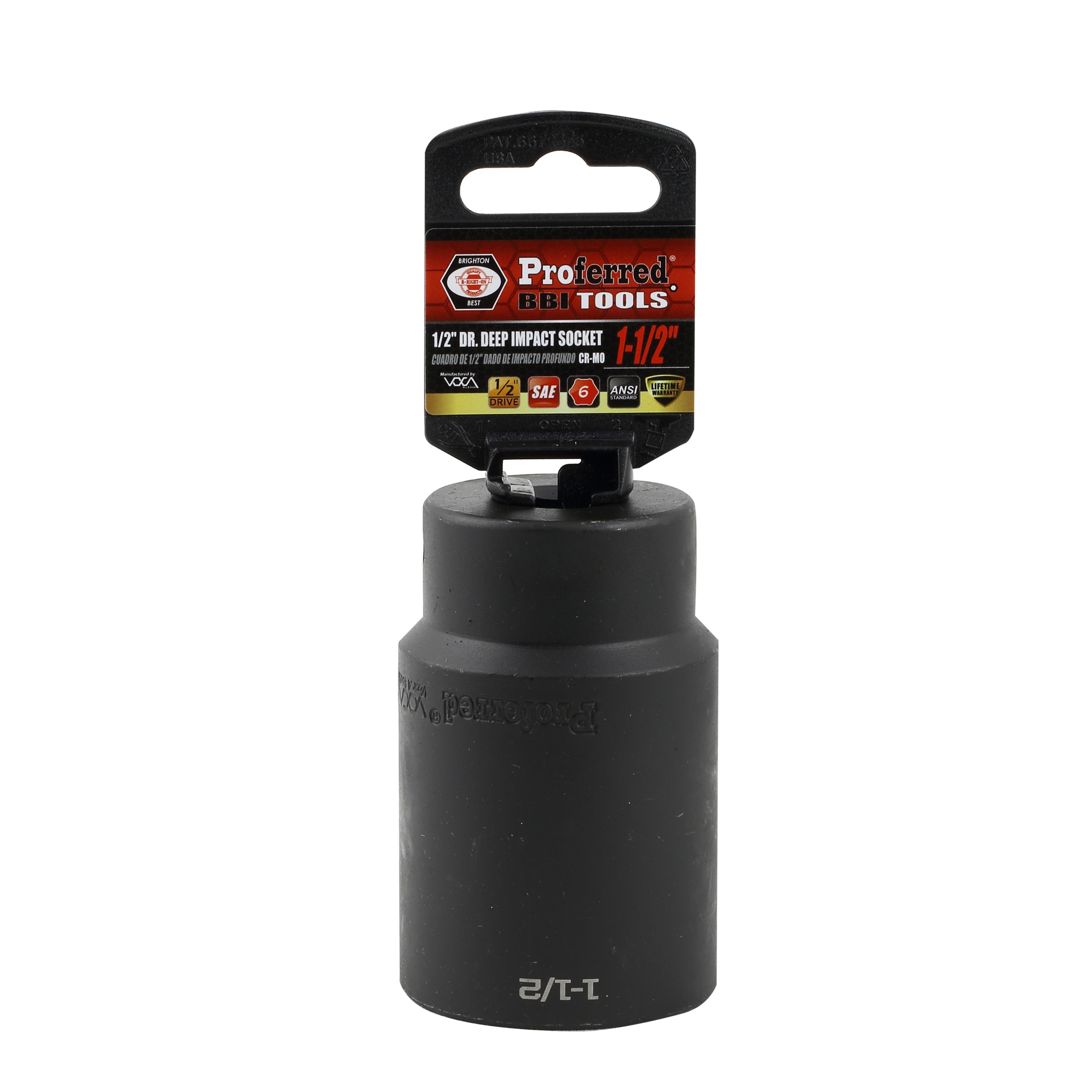 1-1/2" - 1/2" Drive 6 Point Inch Deep Impact Socket Impact