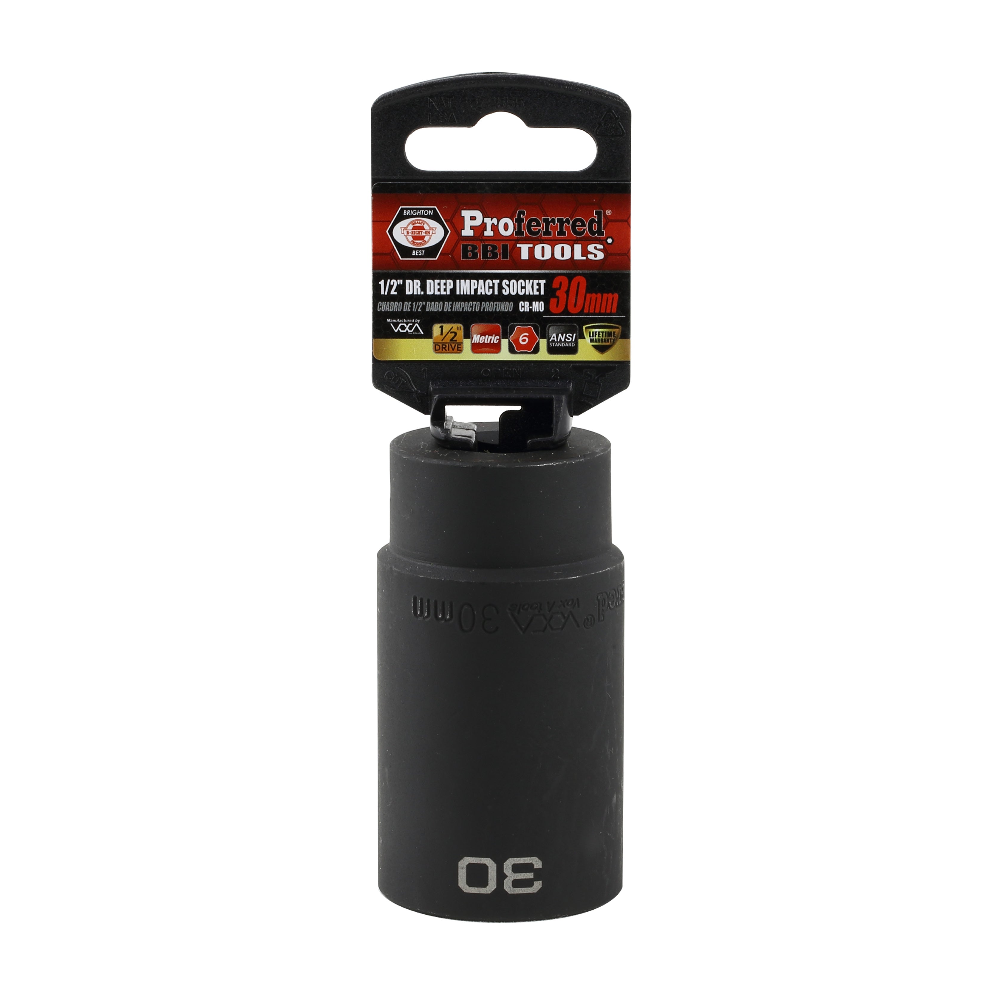 30MM - 1/2" Drive 6 Point Metric Deep Impact Socket Impact