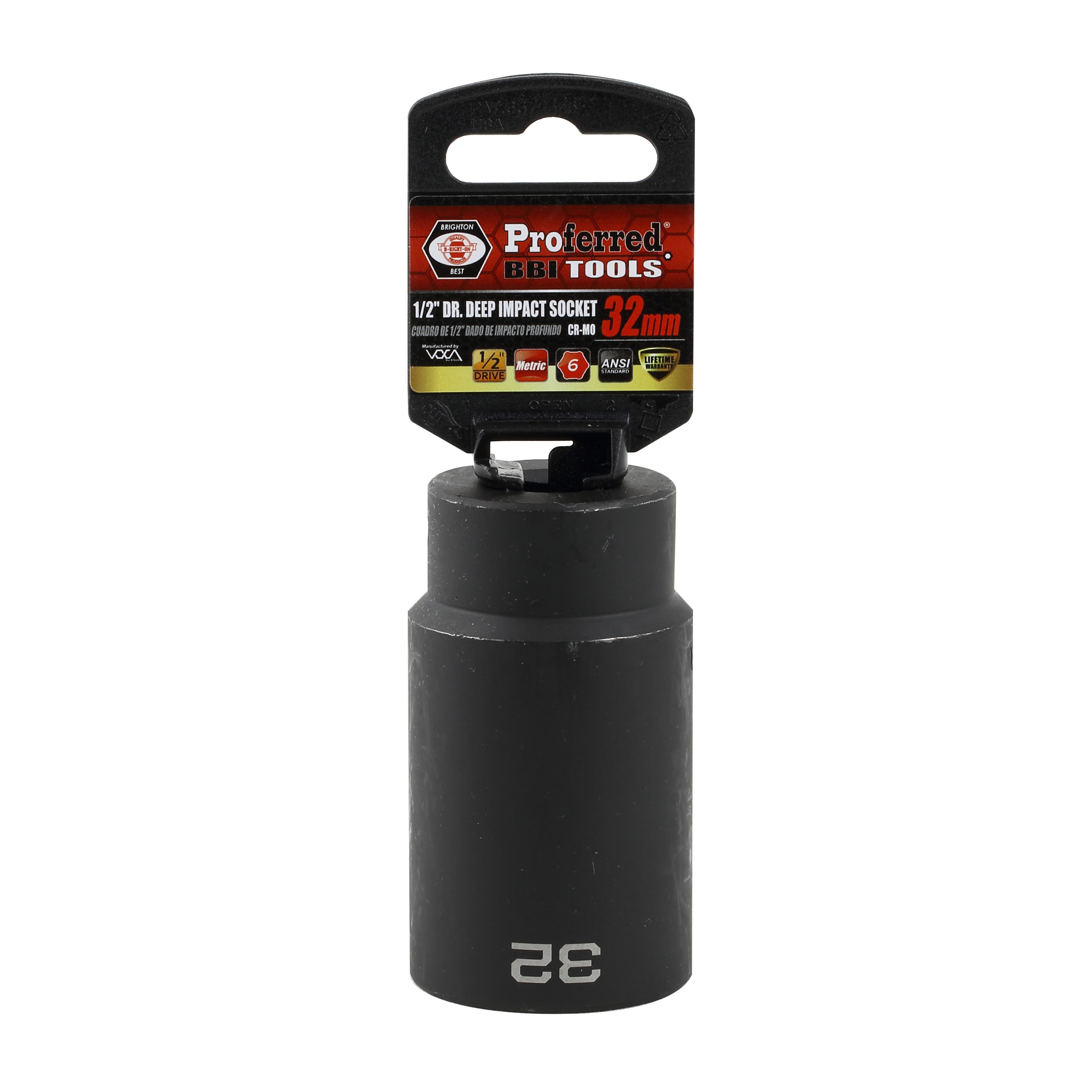 32MM - 1/2" Drive 6 Point Metric Deep Impact Socket Impact