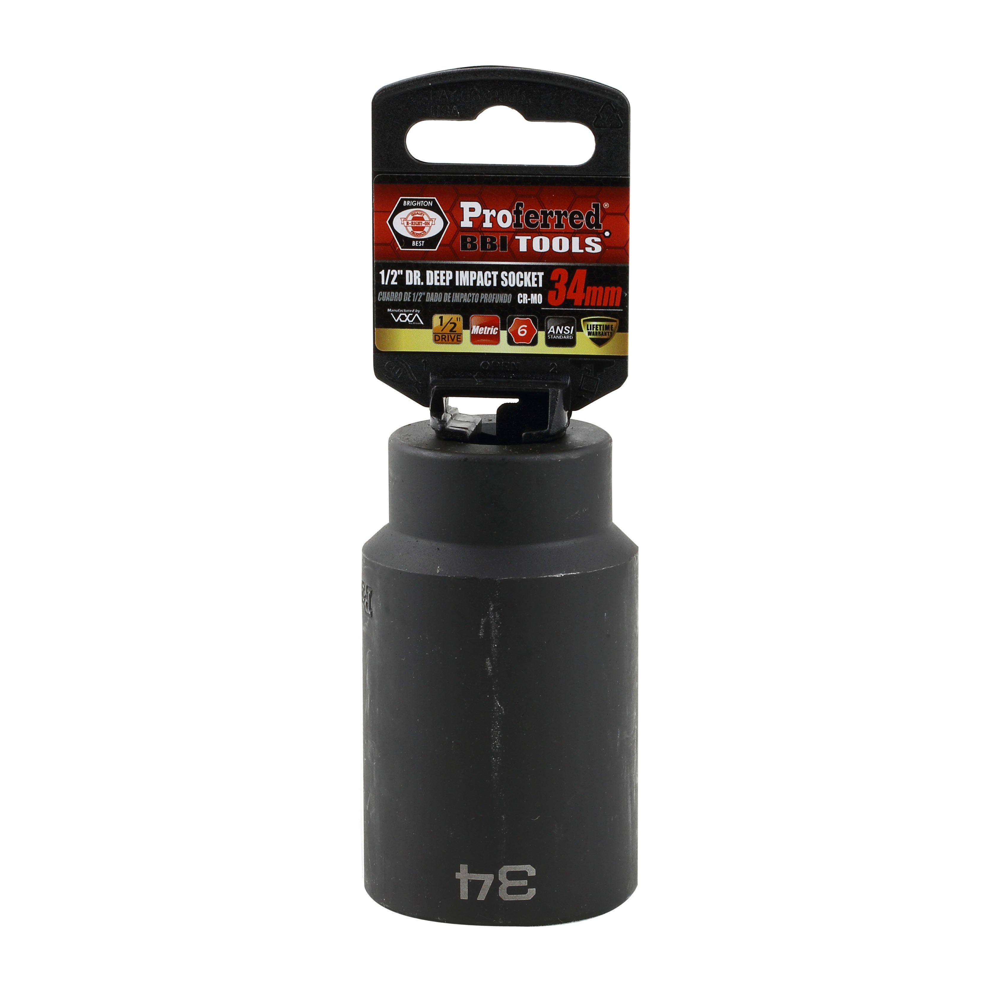 34MM - 1/2" Drive 6 Point Metric Deep Impact Socket Impact