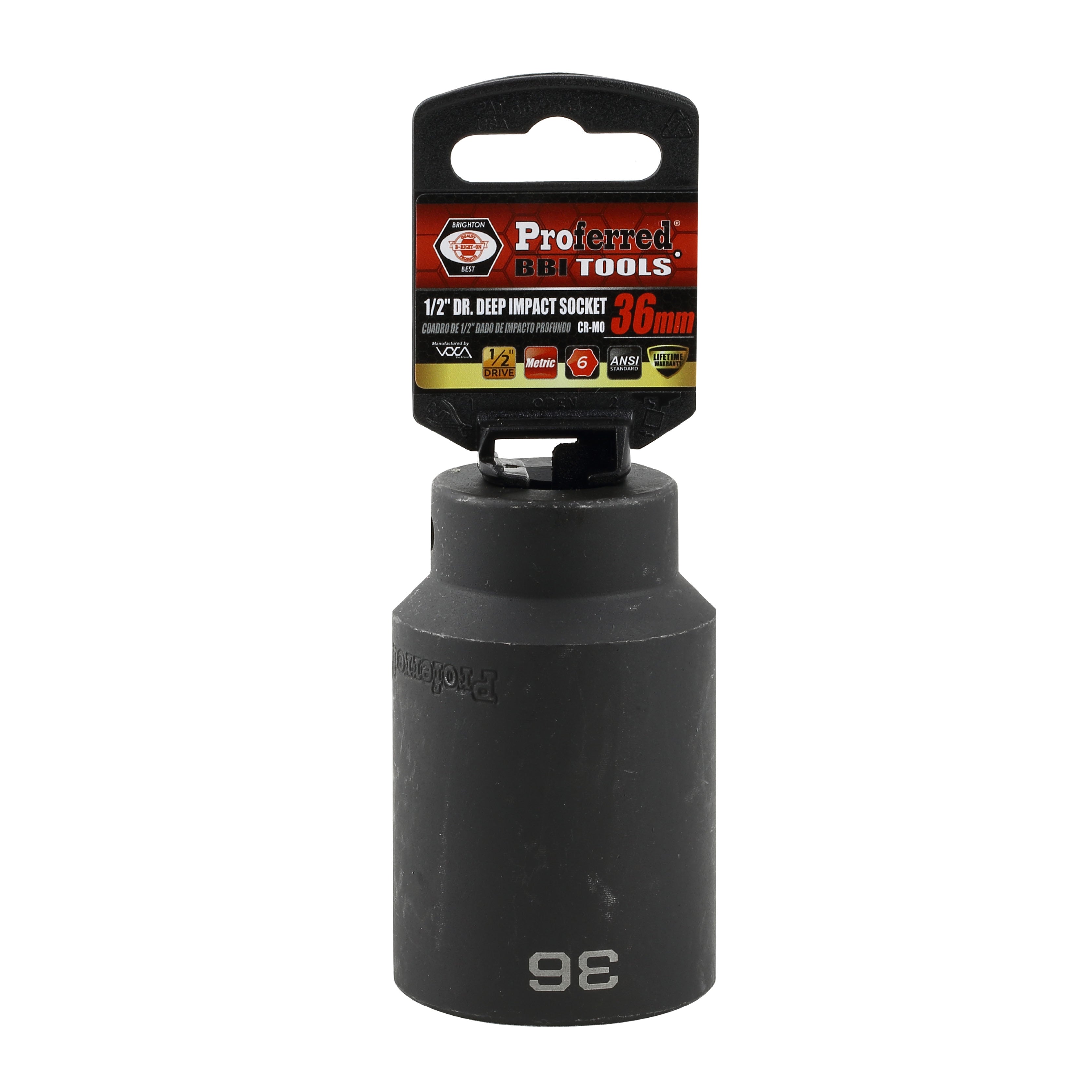 36MM - 1/2" Drive 6 Point Metric Deep Impact Socket Impact