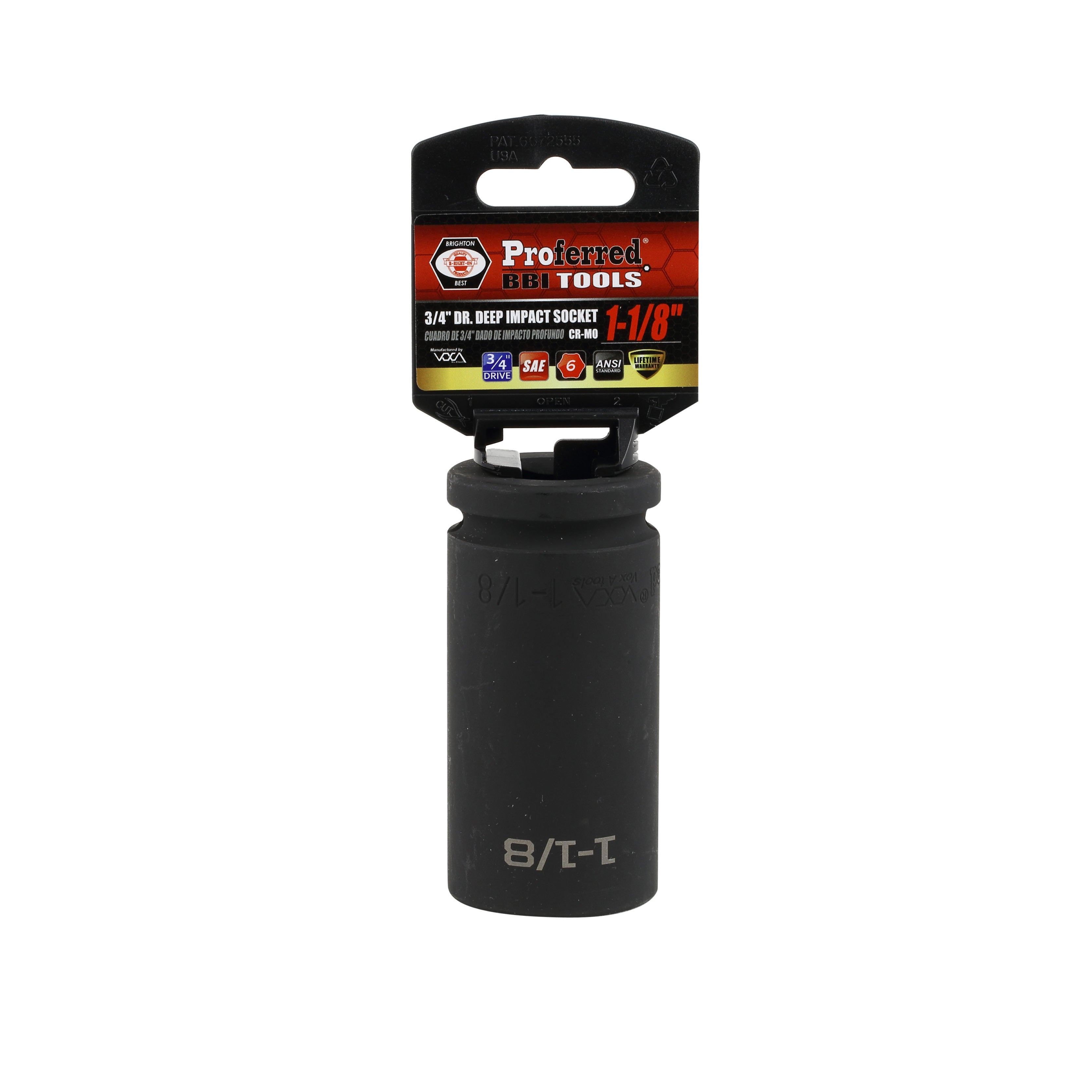 1-1/8" - 3/4"" Drive 6 Point Inch Deep Impact Socket Impact