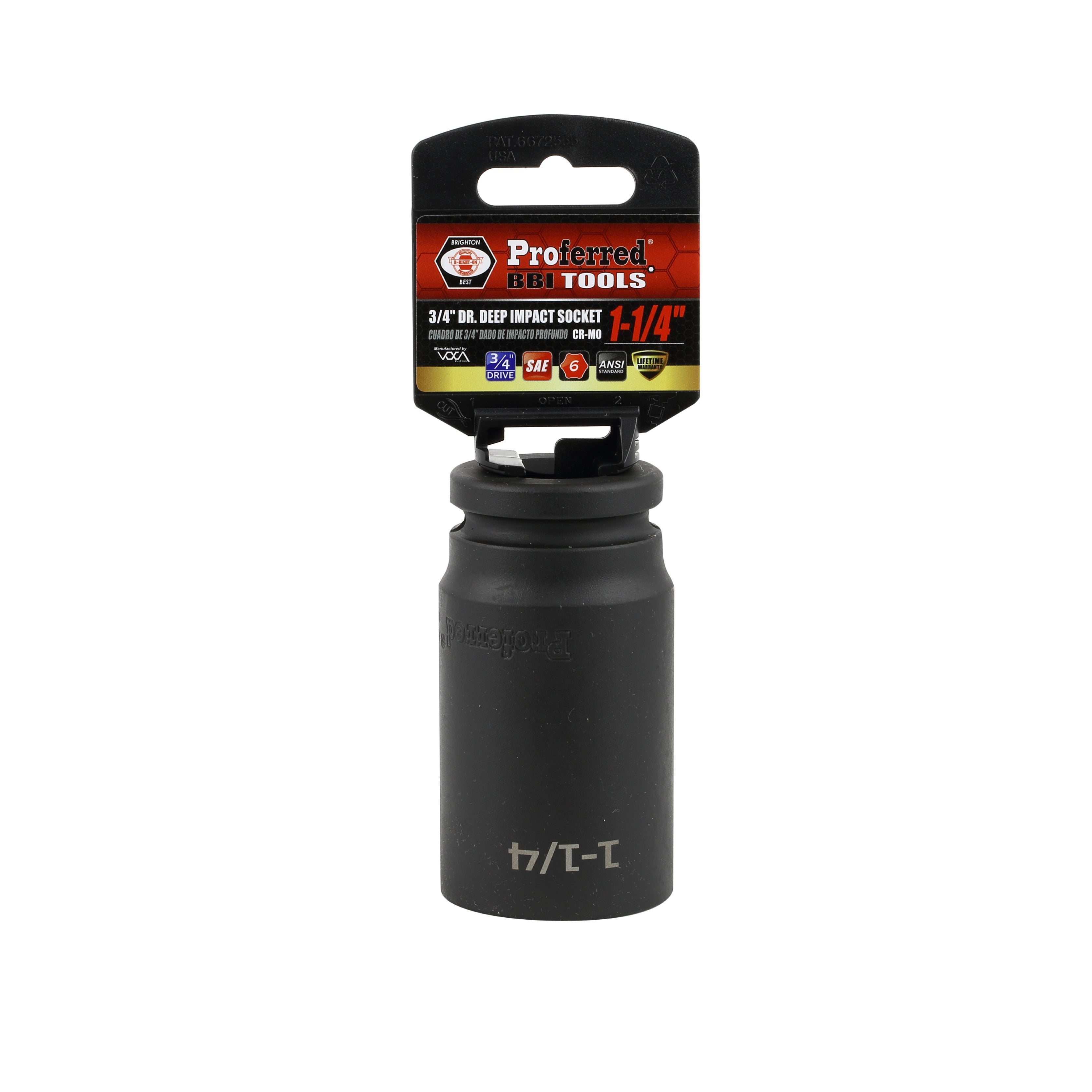 1-1/4" - 3/4"" Drive 6 Point Inch Deep Impact Socket Impact