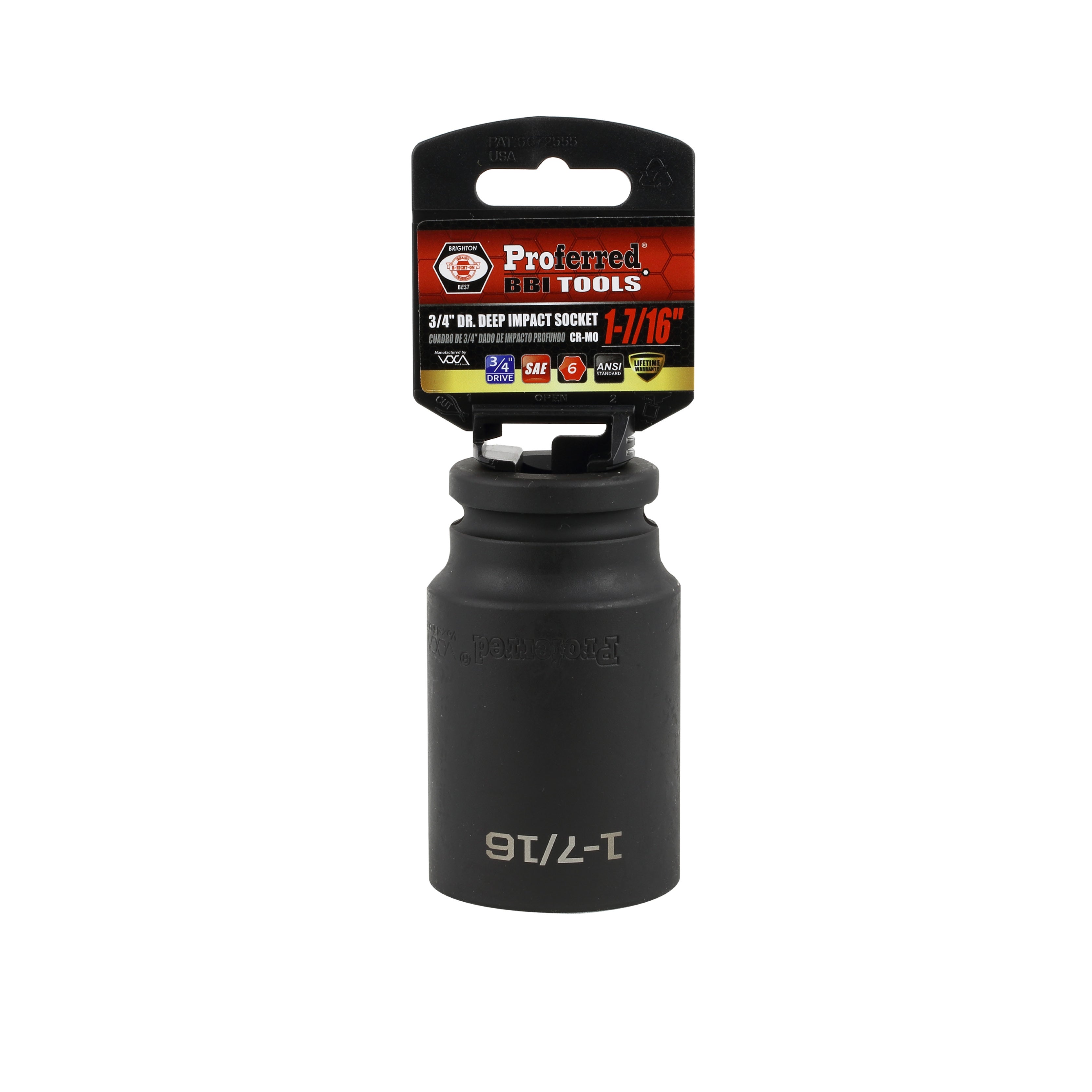 1-7/16" - 3/4" Drive 6 Point Inch Deep Impact Socket Impact