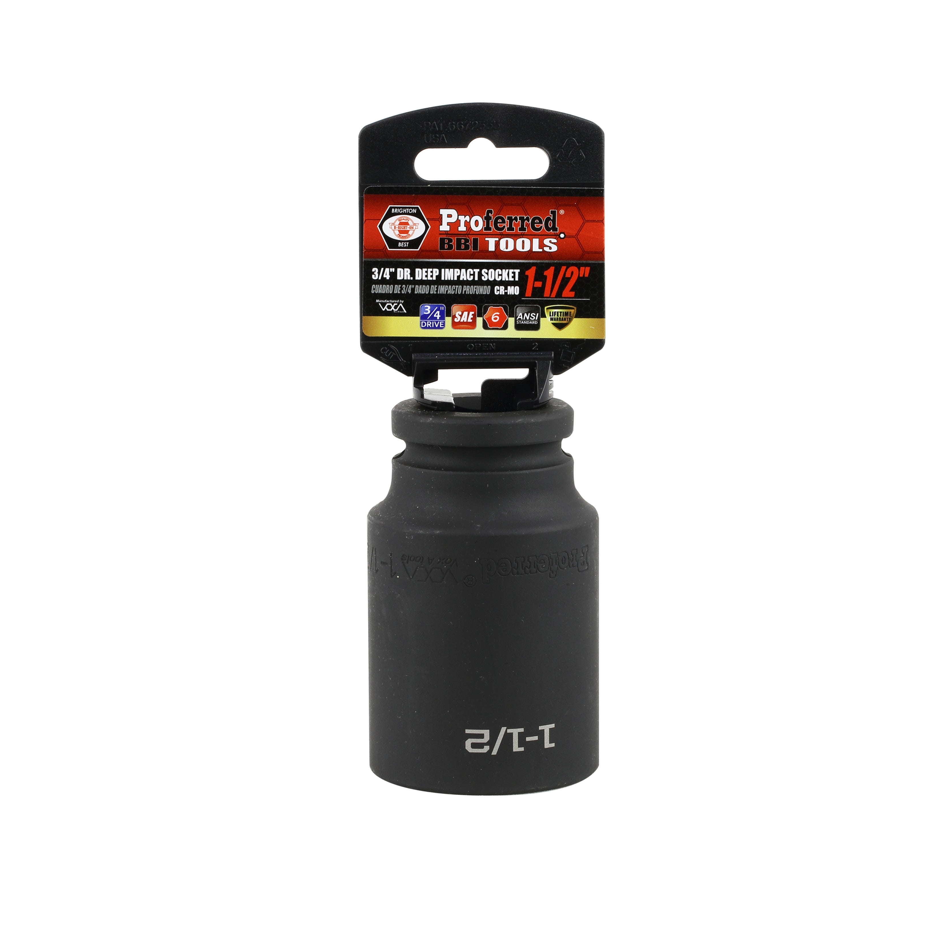 1-1/2" - 3/4" Drive 6 Point Inch Deep Impact Socket Impact