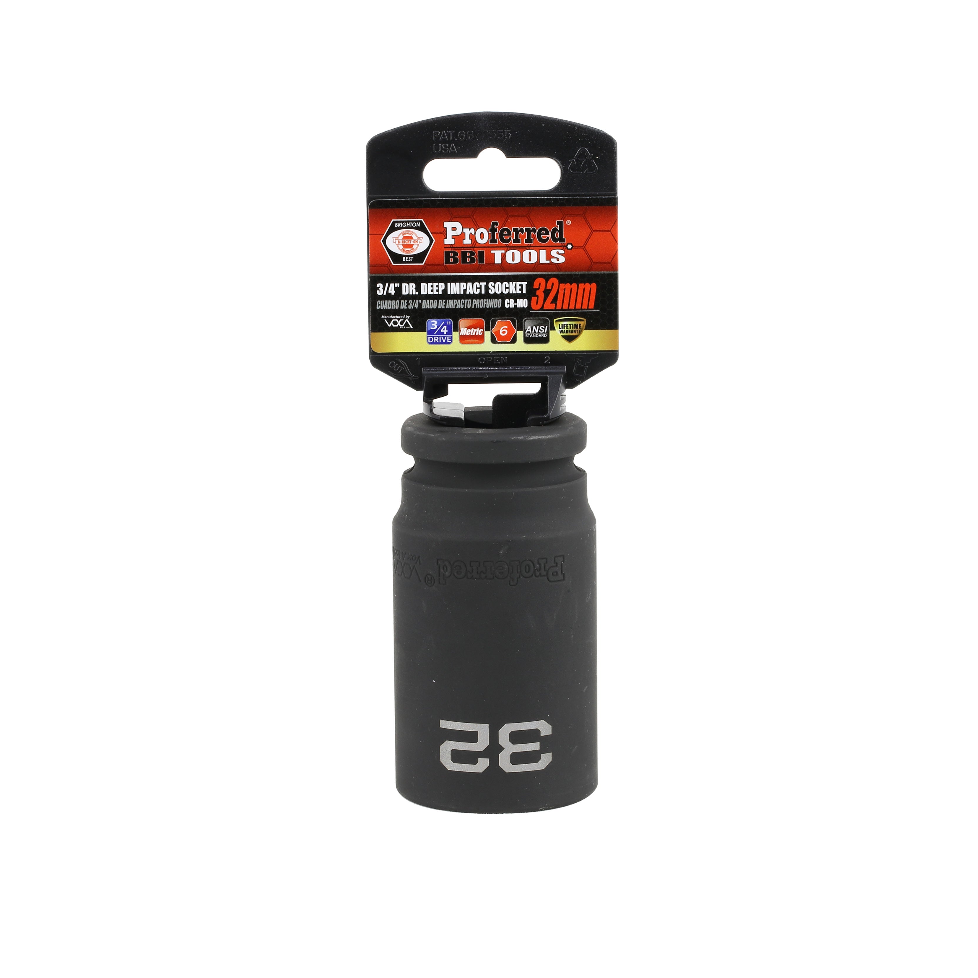32MM - 3/4" Drive 6 Point Metric Deep Impact Socket Impact