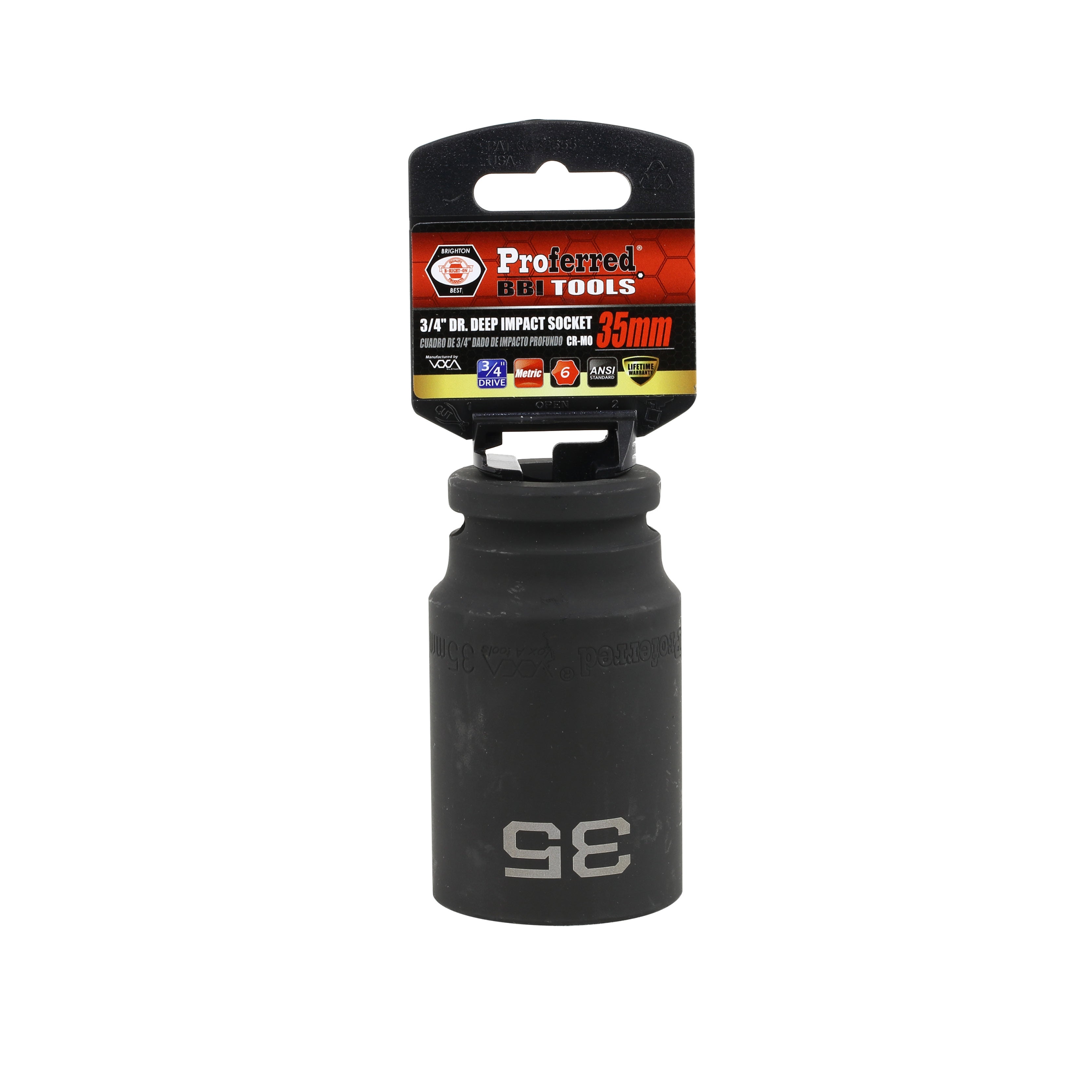 35MM - 3/4" Drive 6 Point Metric Deep Impact Socket Impact