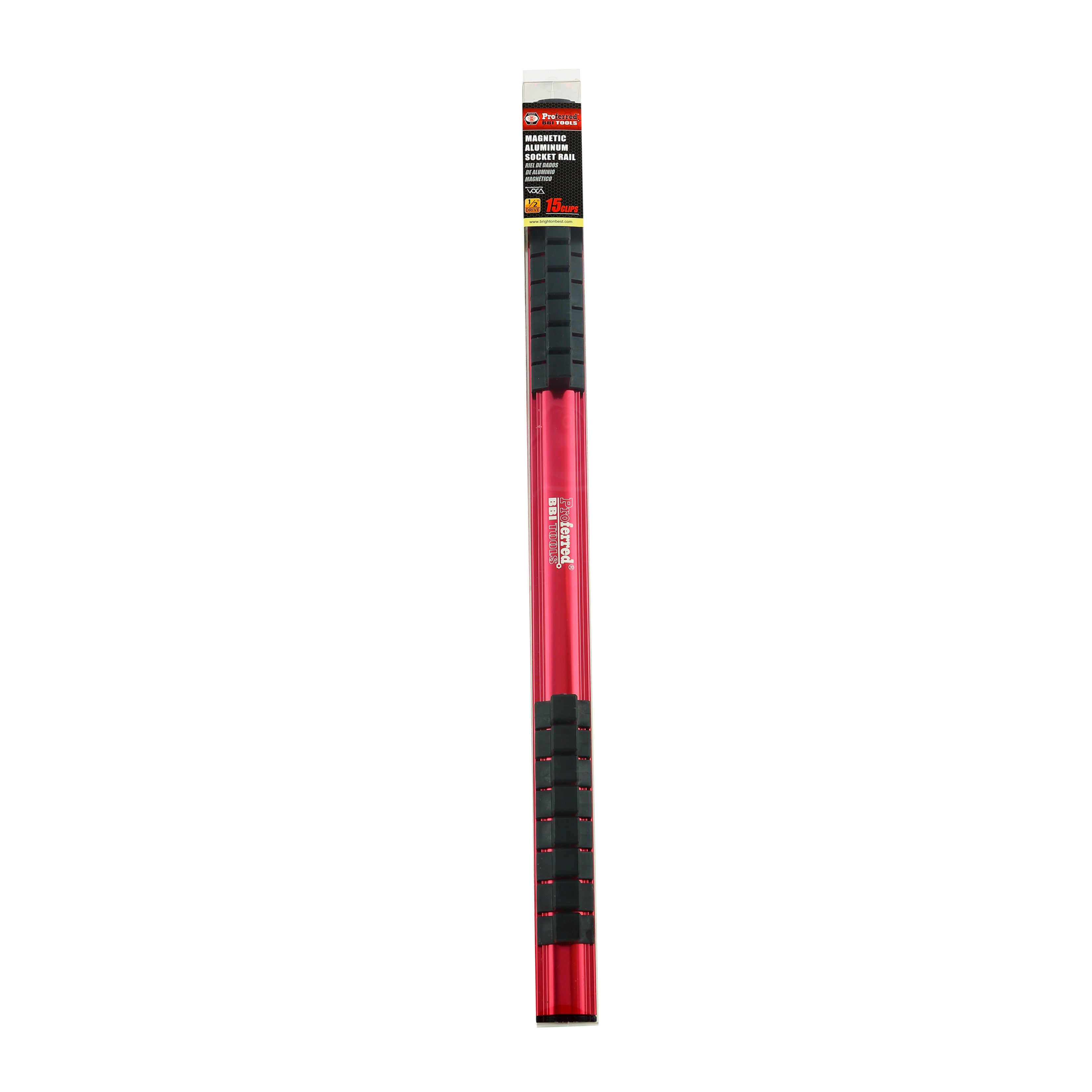 1/2" Drive 19" Length with 15 Clips Magnetic Aluminum Socket Rail