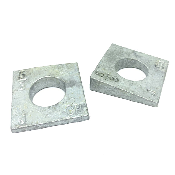3/8 X 1-1/4" Square Beveled Washer Malleable Iron Hot Dip Galvanized