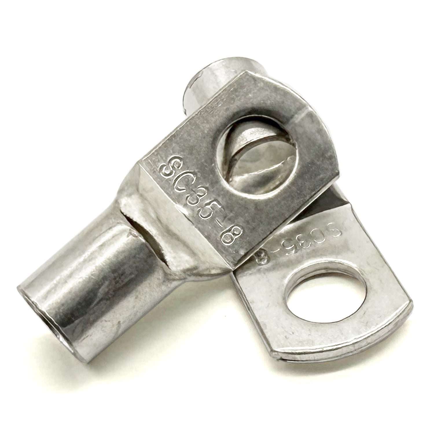 Copper Tin Lug Terminal 2AWG, M8 (3/8") Hole, SC35-8