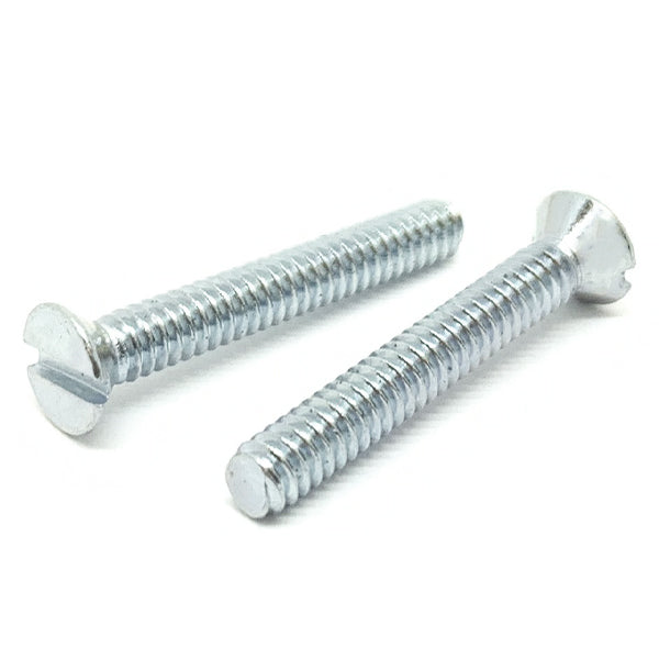 #8-32x3" Slotted Flat Head Machine Screws Steel Zinc